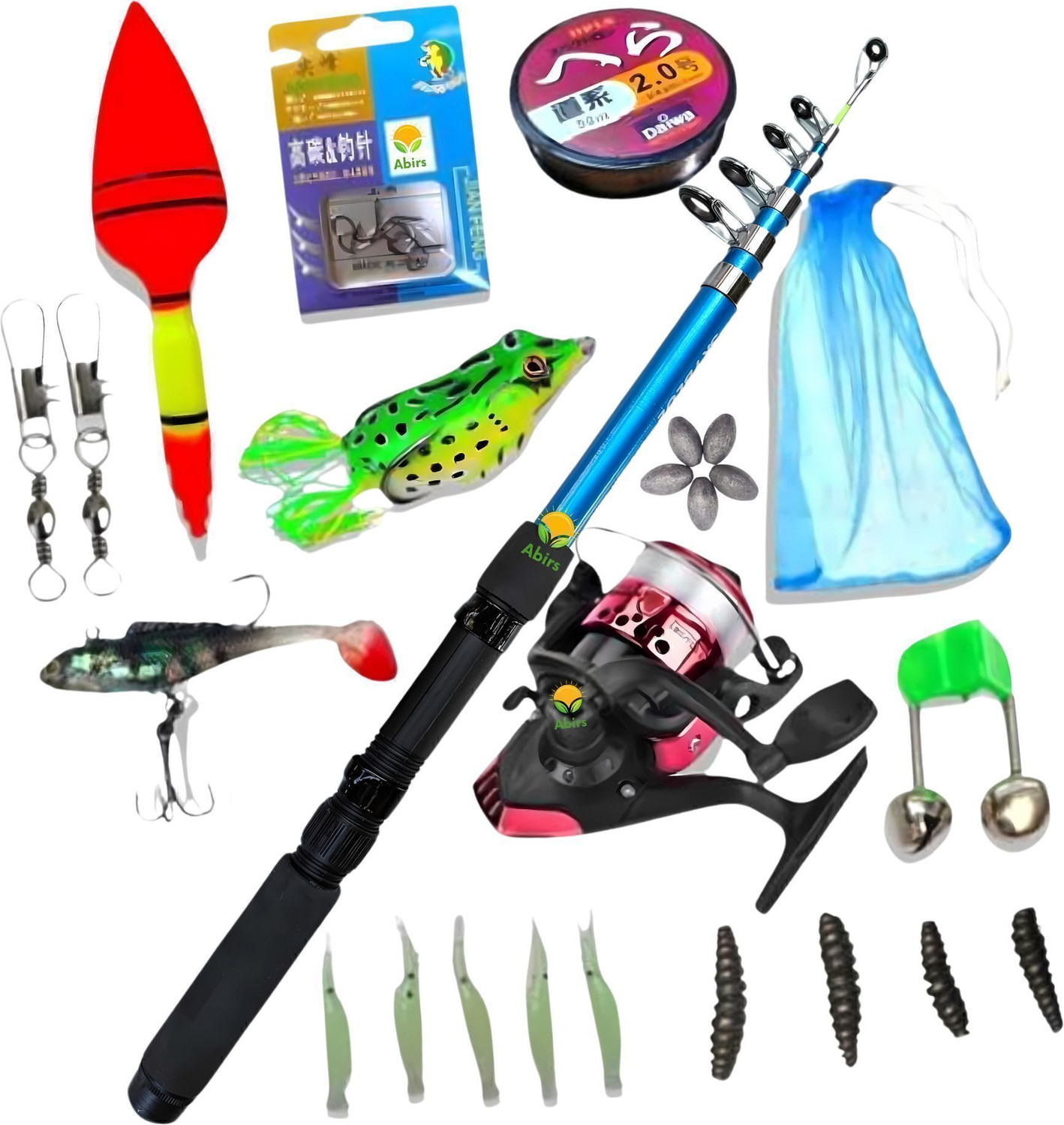 Image of Abirs ultimate fishing rod and reel with net as-2 Blue Fishing Rod