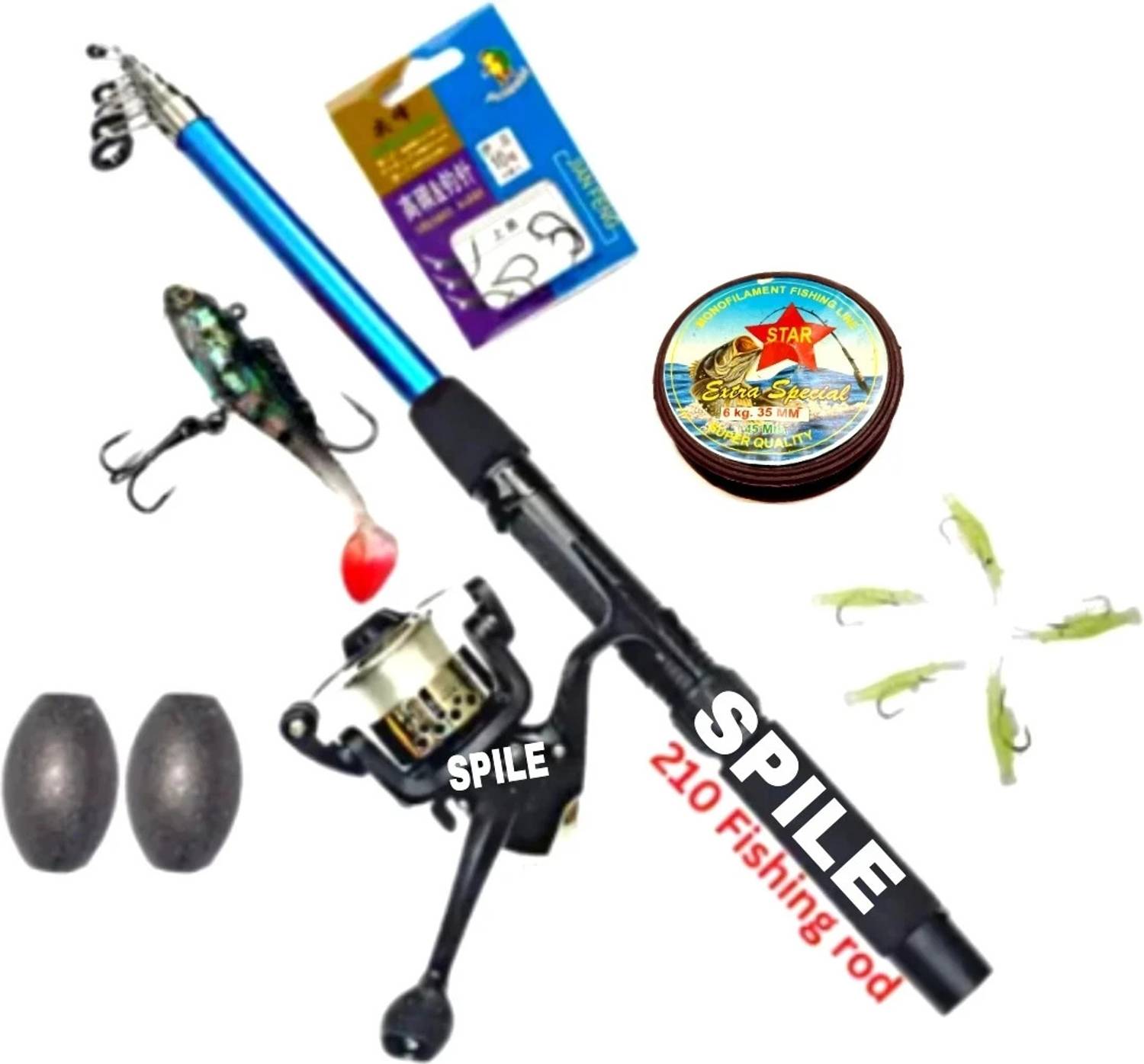 SPILE Ultimate Angler's Arsenal 7ft Blue Fishing Rod Combo - Image 1