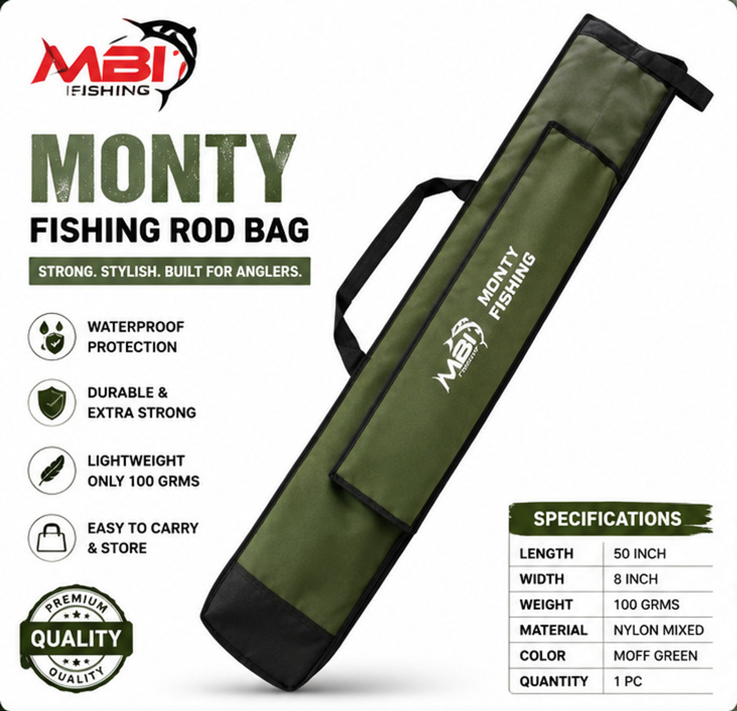 Image of MBI MONTYGREEN MONTYGREEN01 Green Fishing Rod