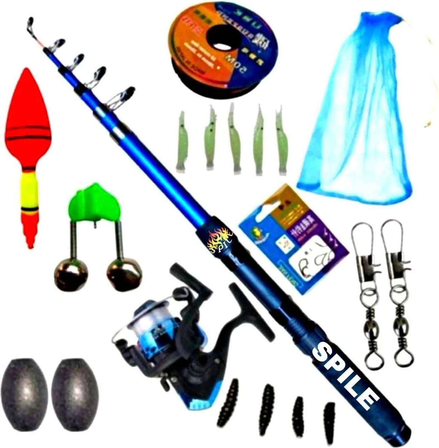 SPILE 7 ft Blue Fishing Rod Combo Pack of 210 - Image 1
