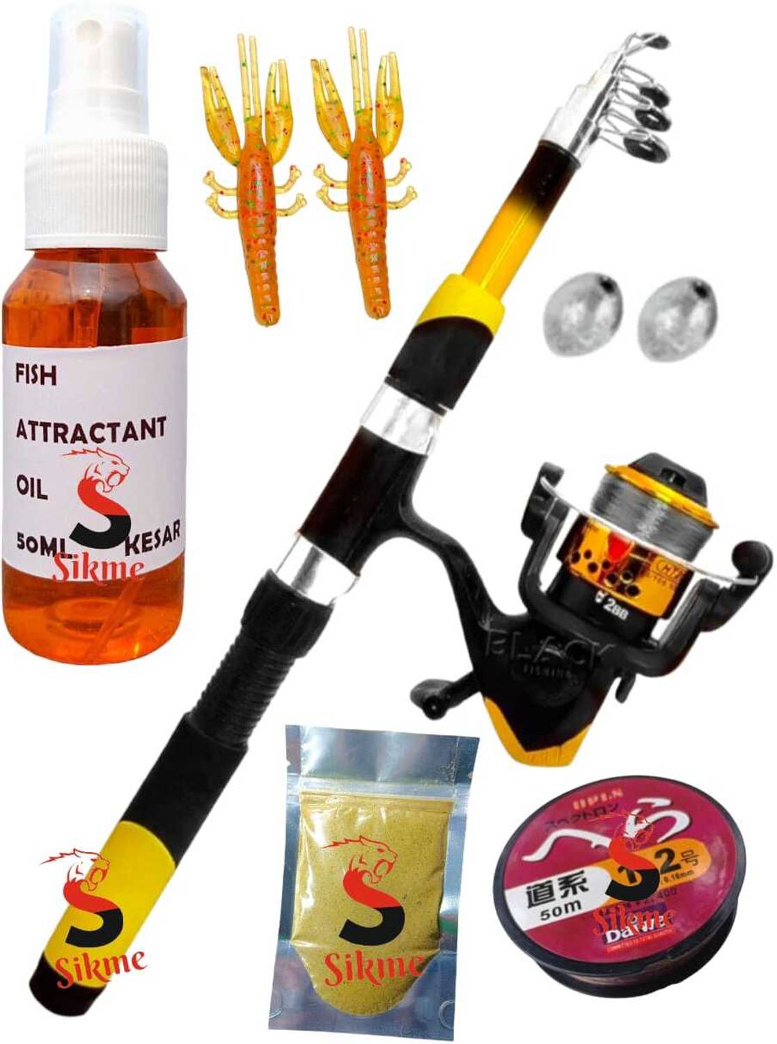 Sikme 7ft Fishing Rod and Reel Combo Angler's Choice Kit Yellow