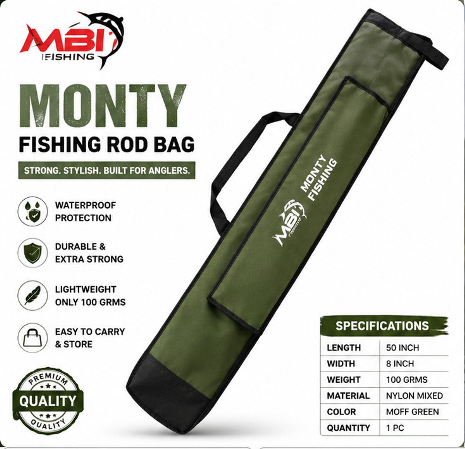 Image of MBI MONTYGREEN MONTYGREEN01 Green Fishing Rod