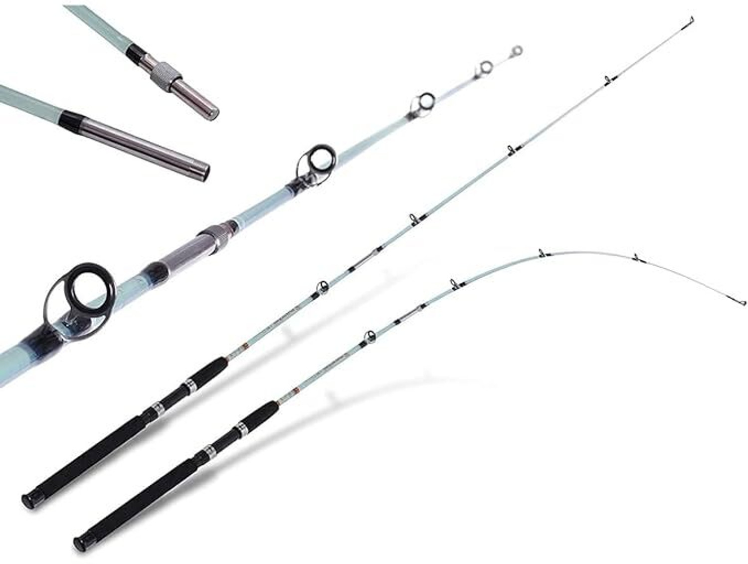 Image of ezzy Solid Section 8 Feet 2-Piece Detachable Spinning Rod, Durable, Lightweight New Supersolid8ft001 White Fishing Rod