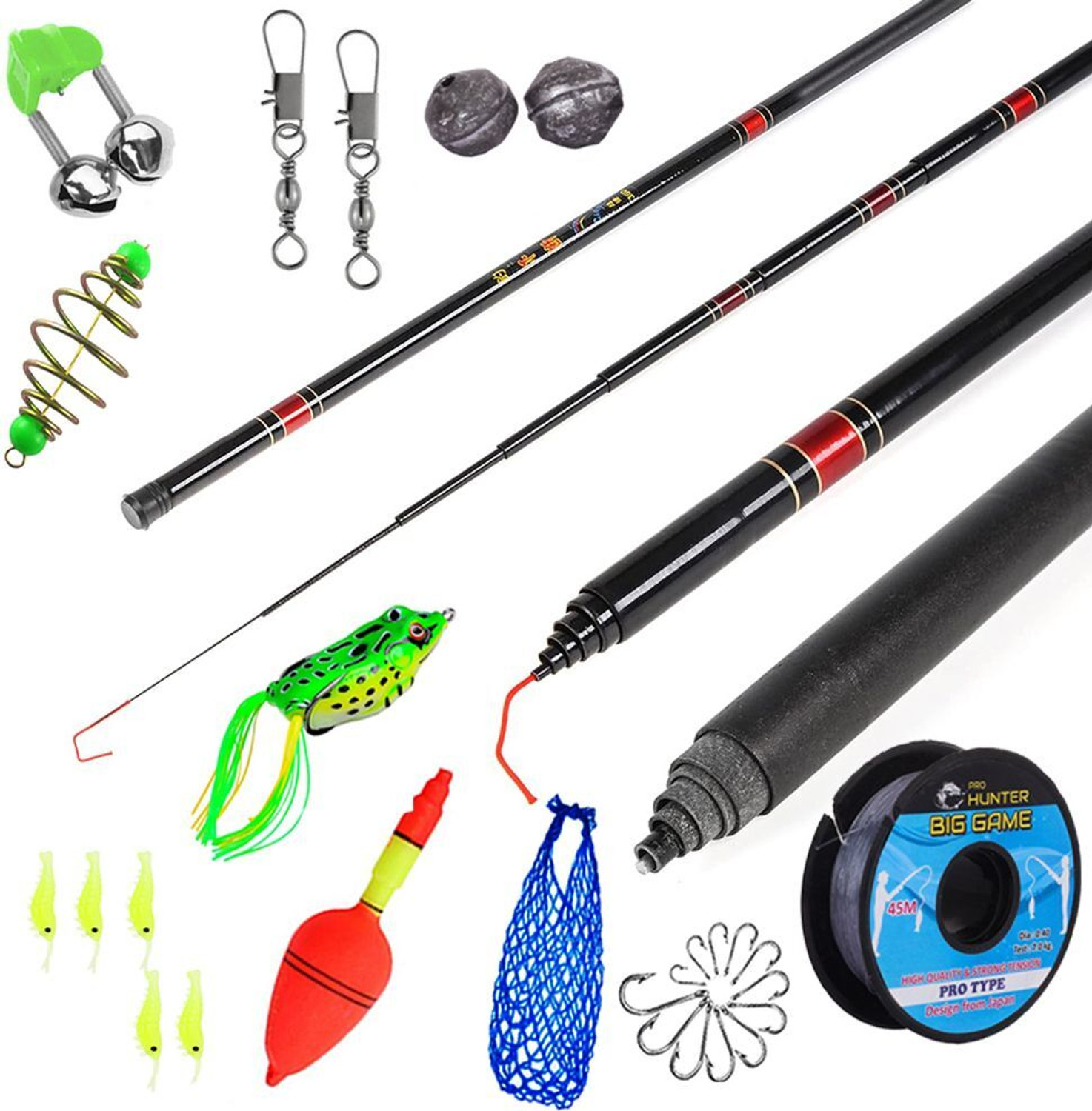 Image of River Hunt 12ft / 3.6m Fishing rod 360 cm with Accessories Kit Combo Multicolor Fishing Rod