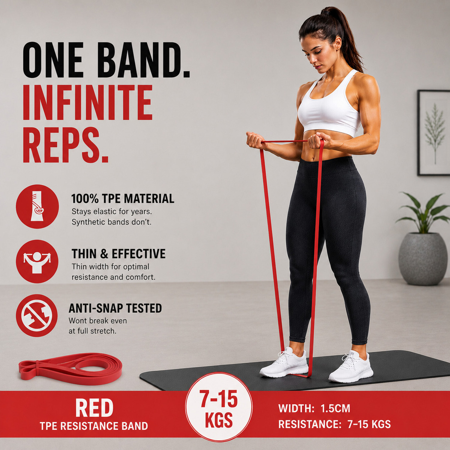 Image of Shopeleven Home & Gym Resistance Band for Workout For Exercise & Stretching Tube Pull Up Fitness Band