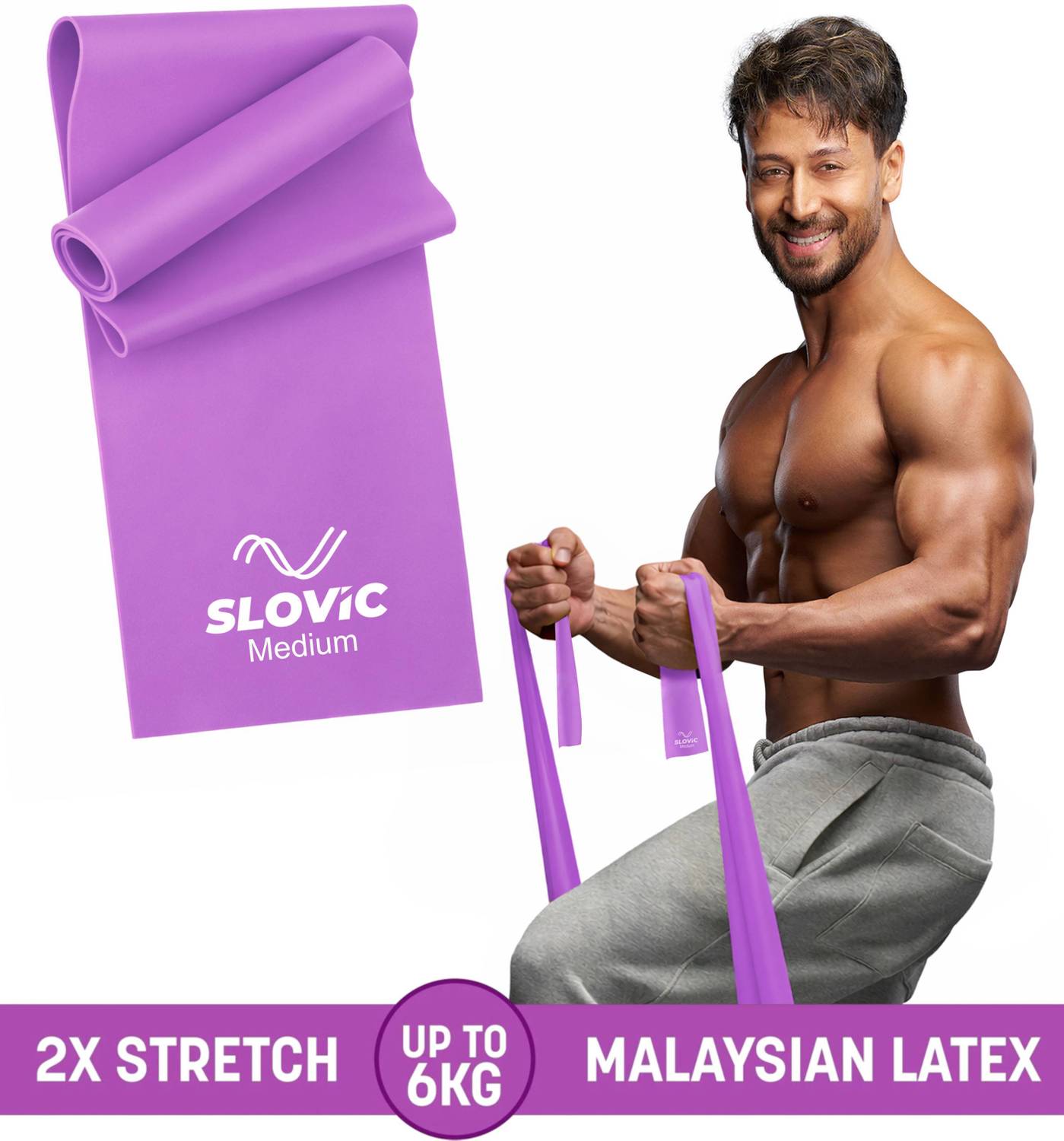 SLOVIC Latex Thera Band for Stretching | Home Workout & Yoga| Medium Resistance | Resistance Band