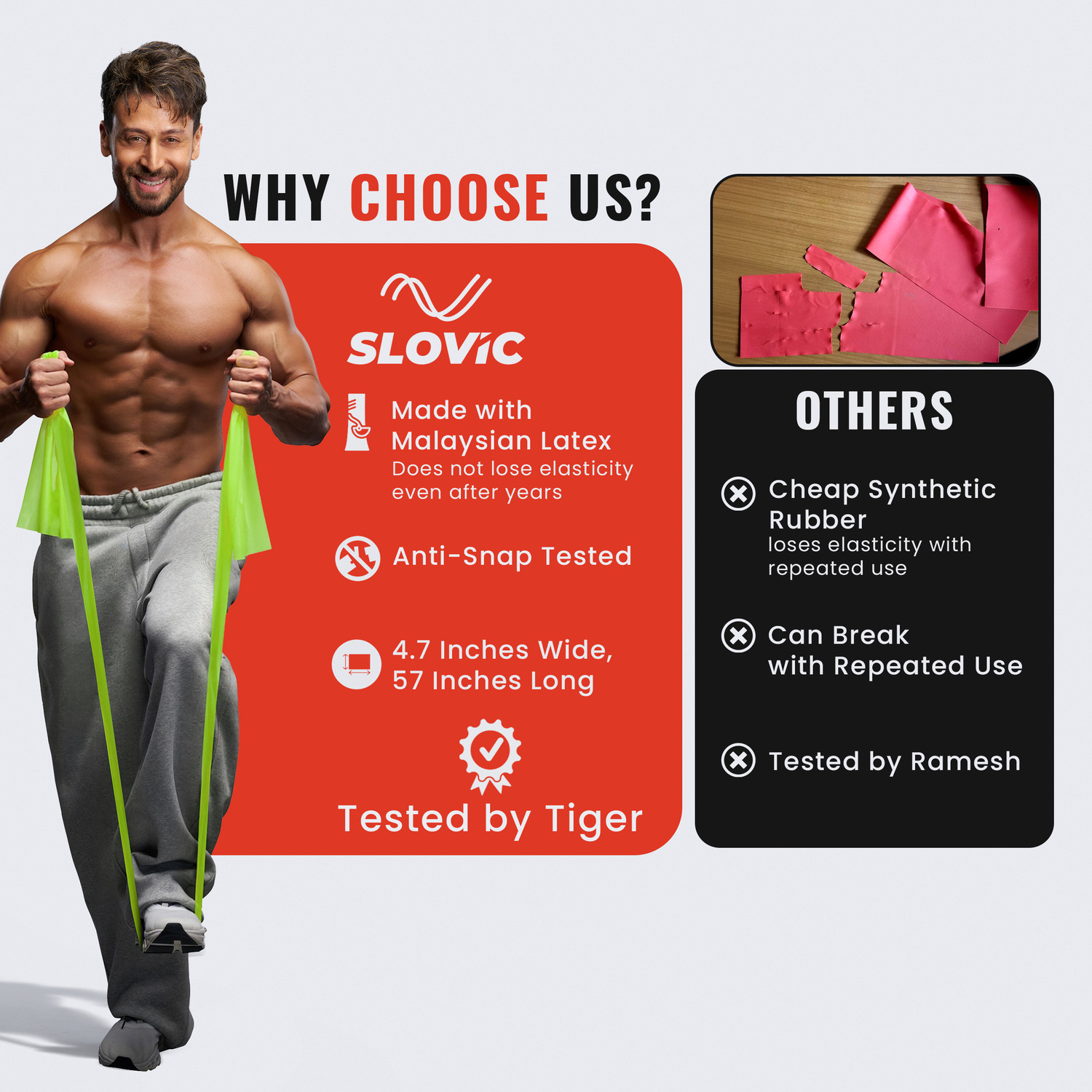 Image of SLOVIC Latex Thera Band for Stretching | Home Workout & Yoga| Heavy Resistance | Resistance Band