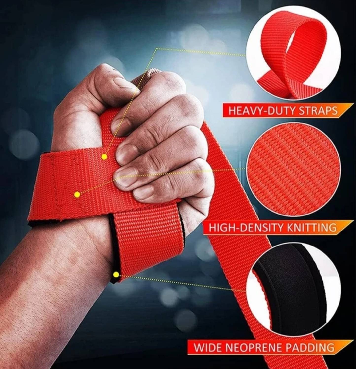 Active fusion Weight Lifting Wrist Support for Gym - Deadlift Strap for Weightlifting (Red) Fitness Band