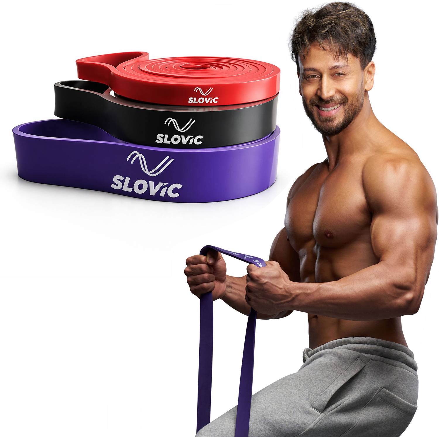 SLOVIC Home & Gym Fitness Band for Workout | Heavy Duty Material | Combo | Pack of 3 Resistance Band