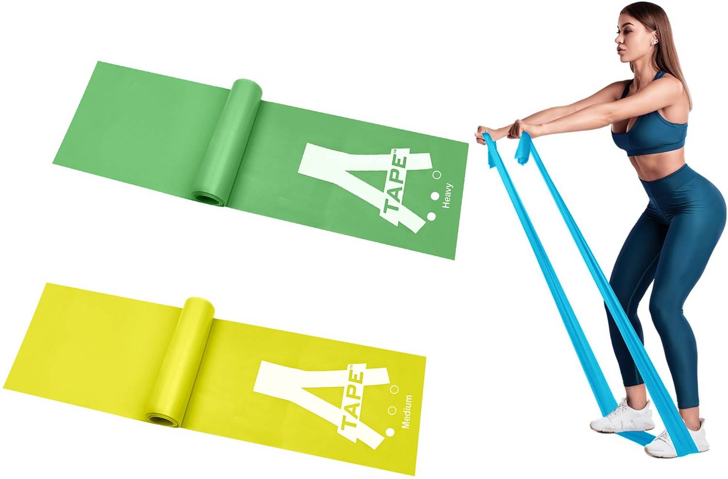 A-TAPE Thera-Band Resistance Bands Set, Professional Non-Latex Elastic Resistance Band