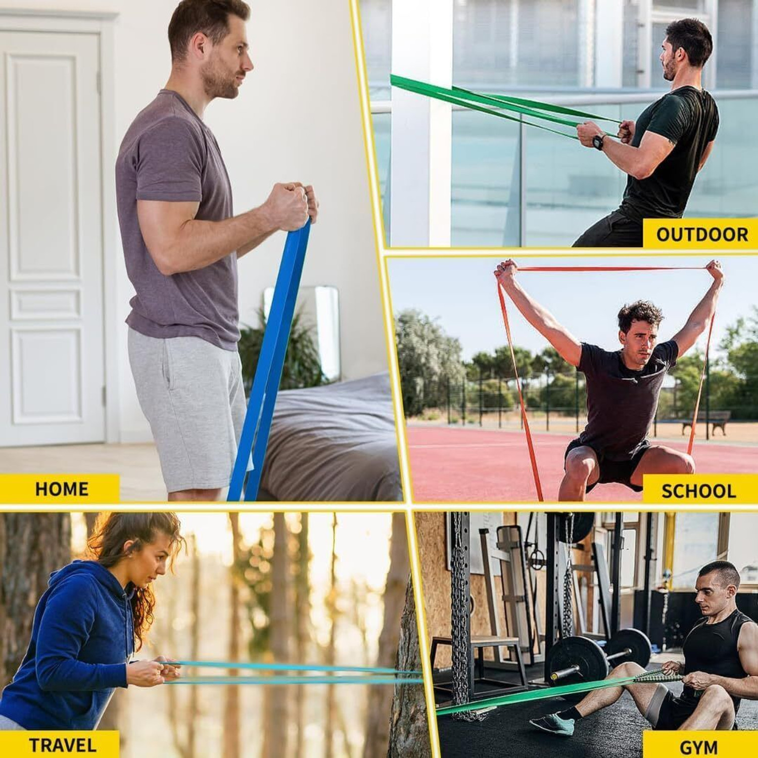 Image of Wellesa Heavy Resistance Band Set For Stretching, Home Workout Bands for Men & Women Fitness Band