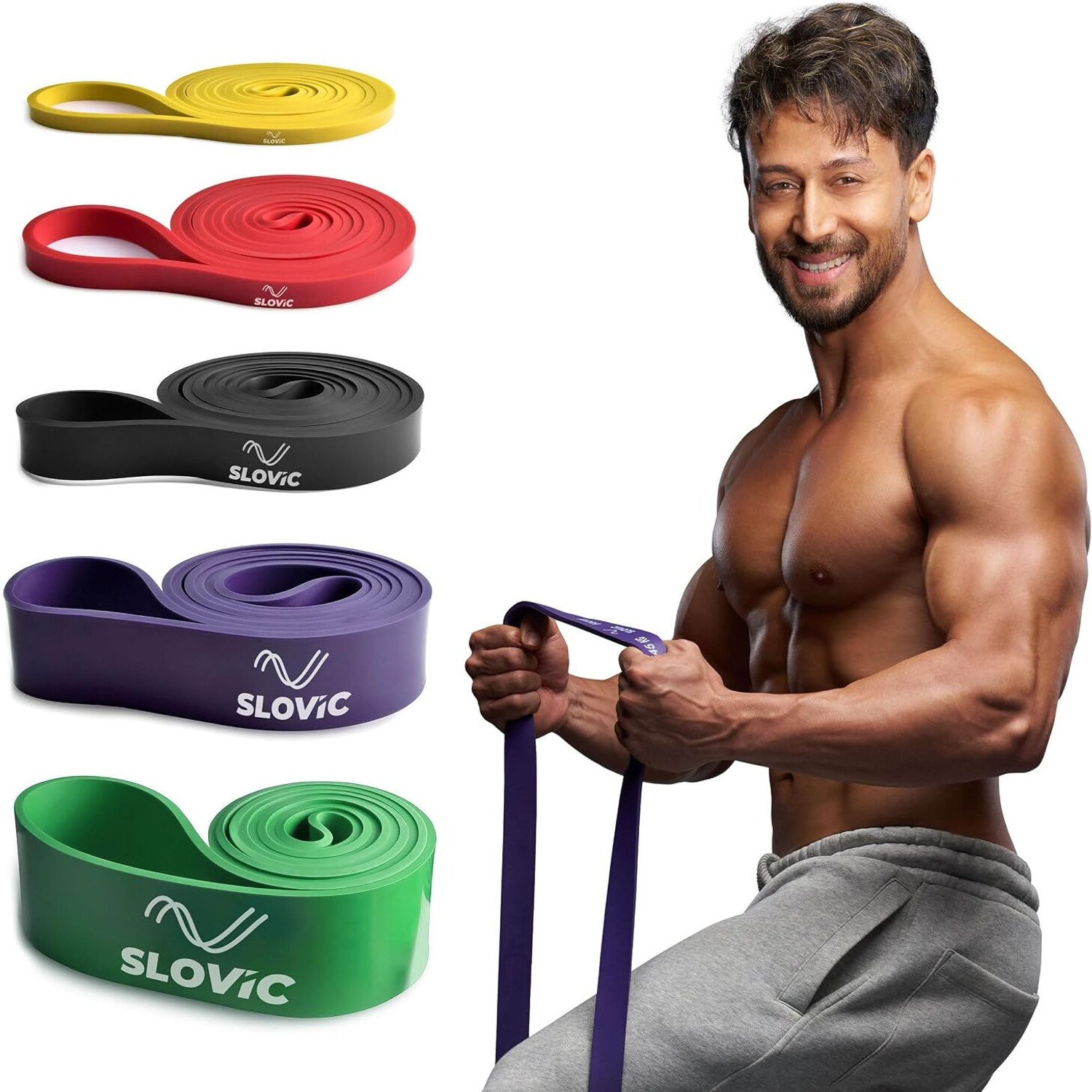 SLOVIC TPE Bands for Workout | Pull Up | Stretching|Heavy Duty Material |Upto 7-60 KGS Resistance Band