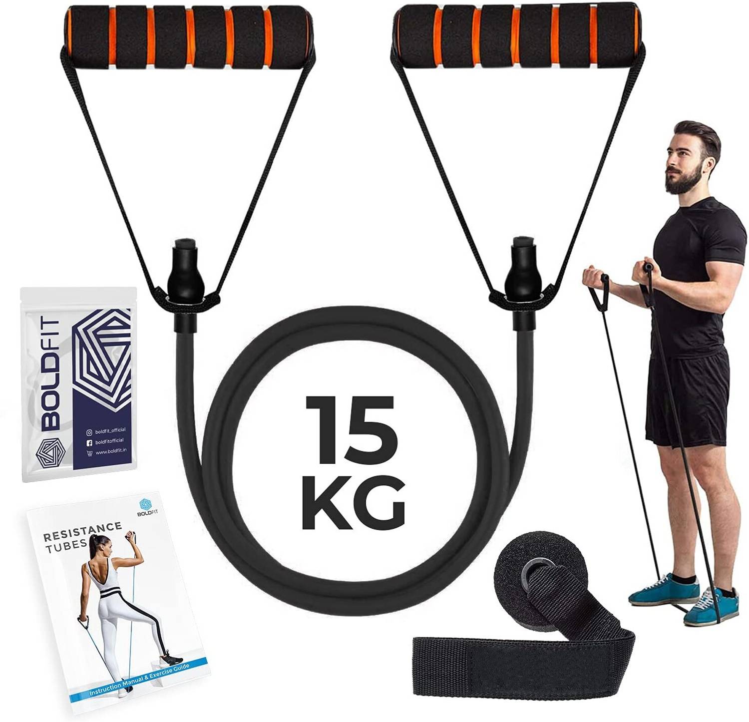 BOLDFIT Resistance Bands for Men Women Resistance Tube Workout Exercise Band Stretching Fitness Band
