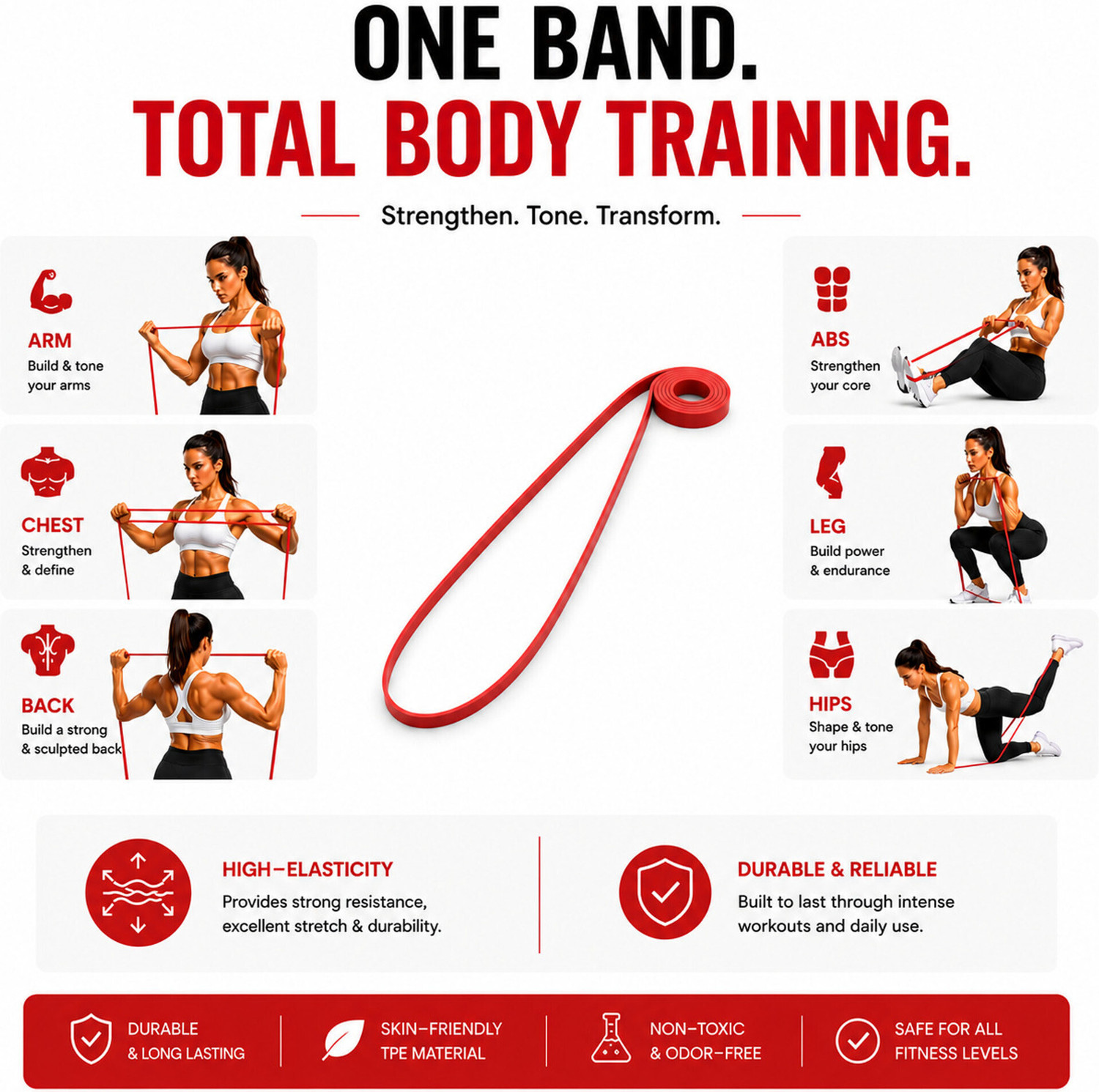 Image of Shopeleven Home & Gym Resistance Band for Workout For Exercise & Stretching Tube Pull Up Fitness Band