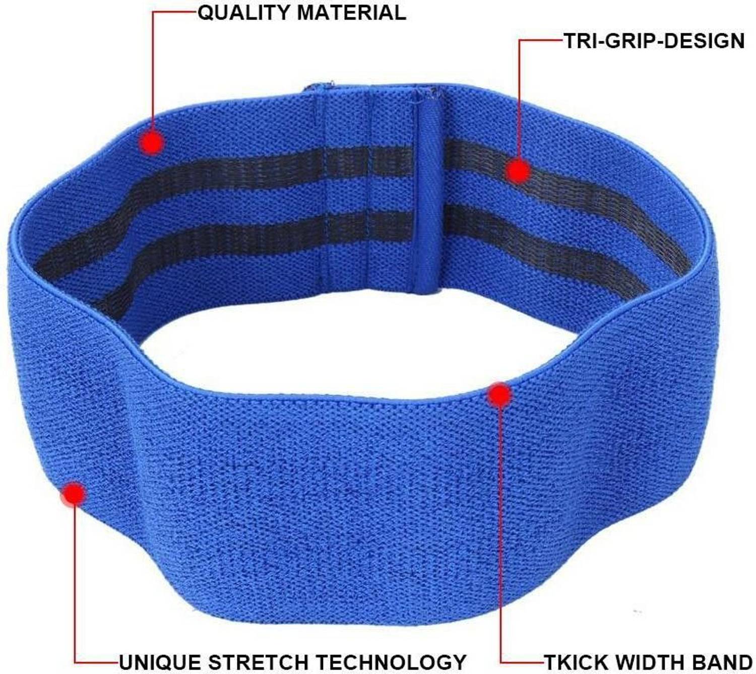 A-TAPE Heavy Elastic Exercise Fabric Loop Band (Blue, 15 x 3 inches) Non Slip Bands Fitness Band