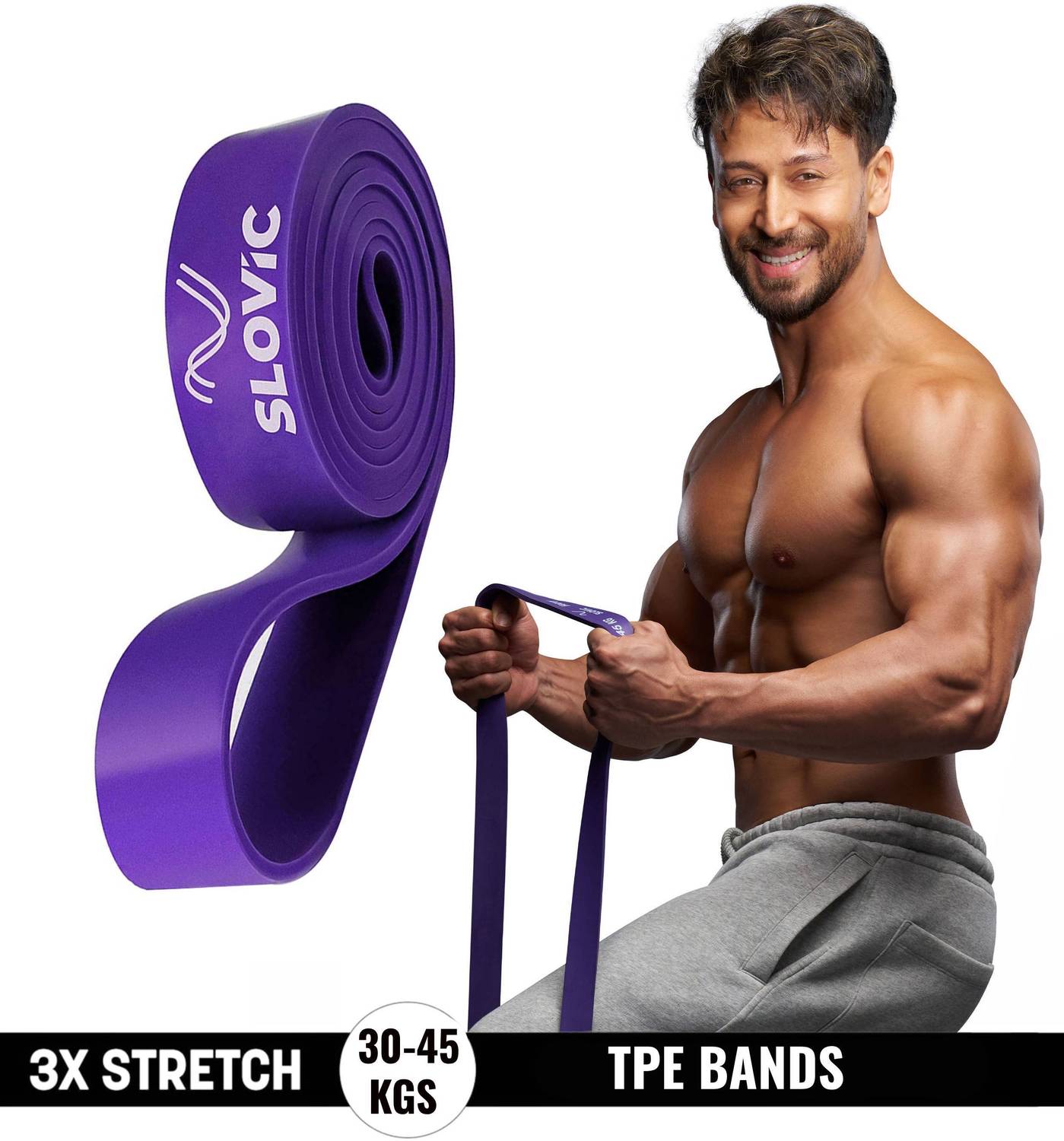 SLOVIC TPE Bands for Workout | Pull Up | Stretching|Heavy Duty Material |Upto30-45 KGS Resistance Band