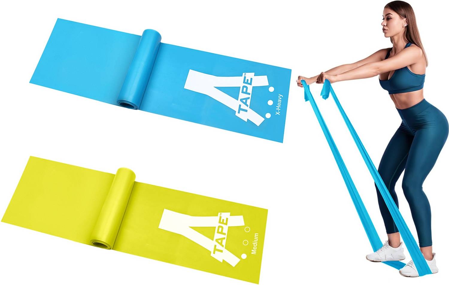A-TAPE Thera-Band Resistance Bands Set, Professional Non-Latex Elastic Resistance Band