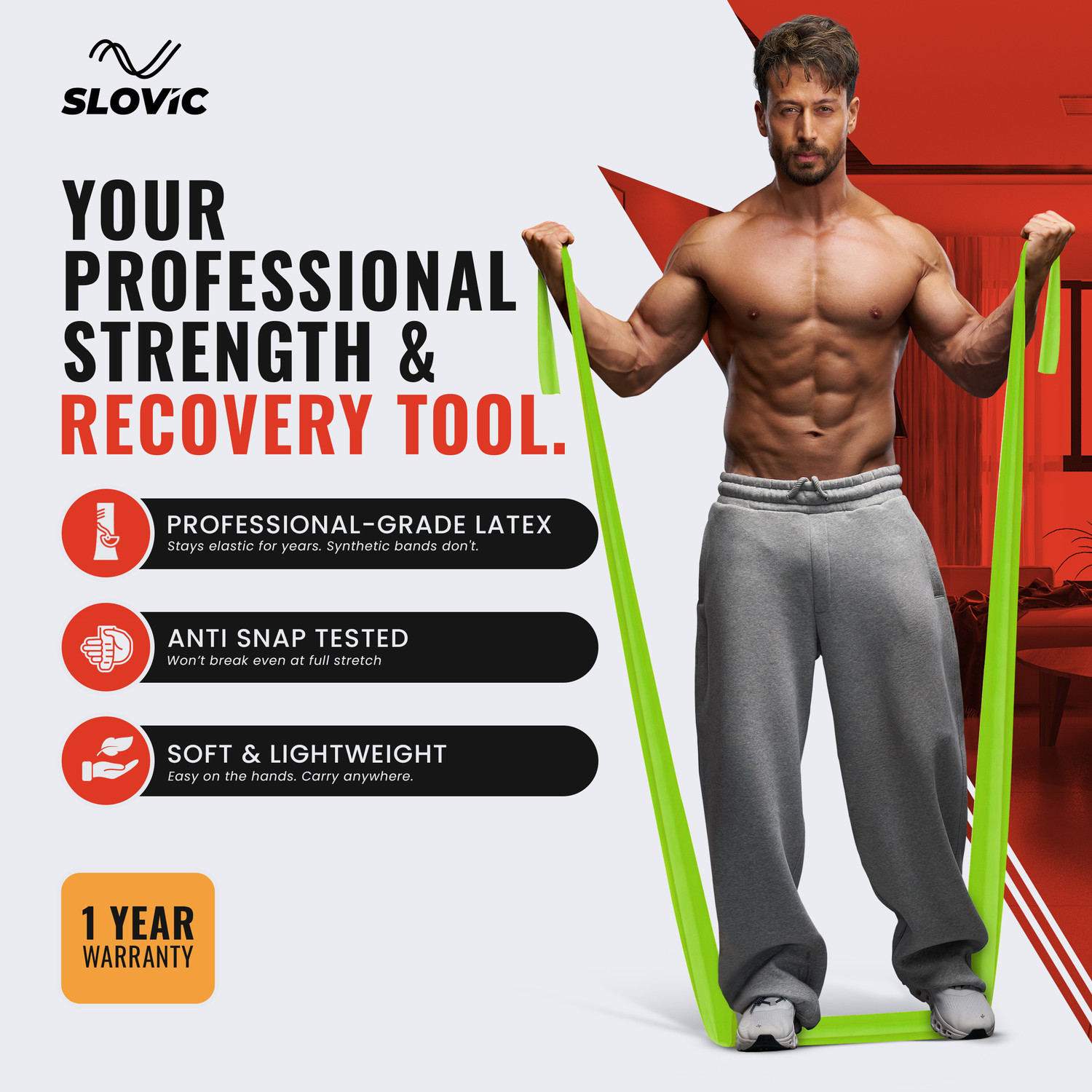 Image of SLOVIC Latex Thera Band for Stretching | Home Workout & Yoga| Heavy Resistance | Resistance Band