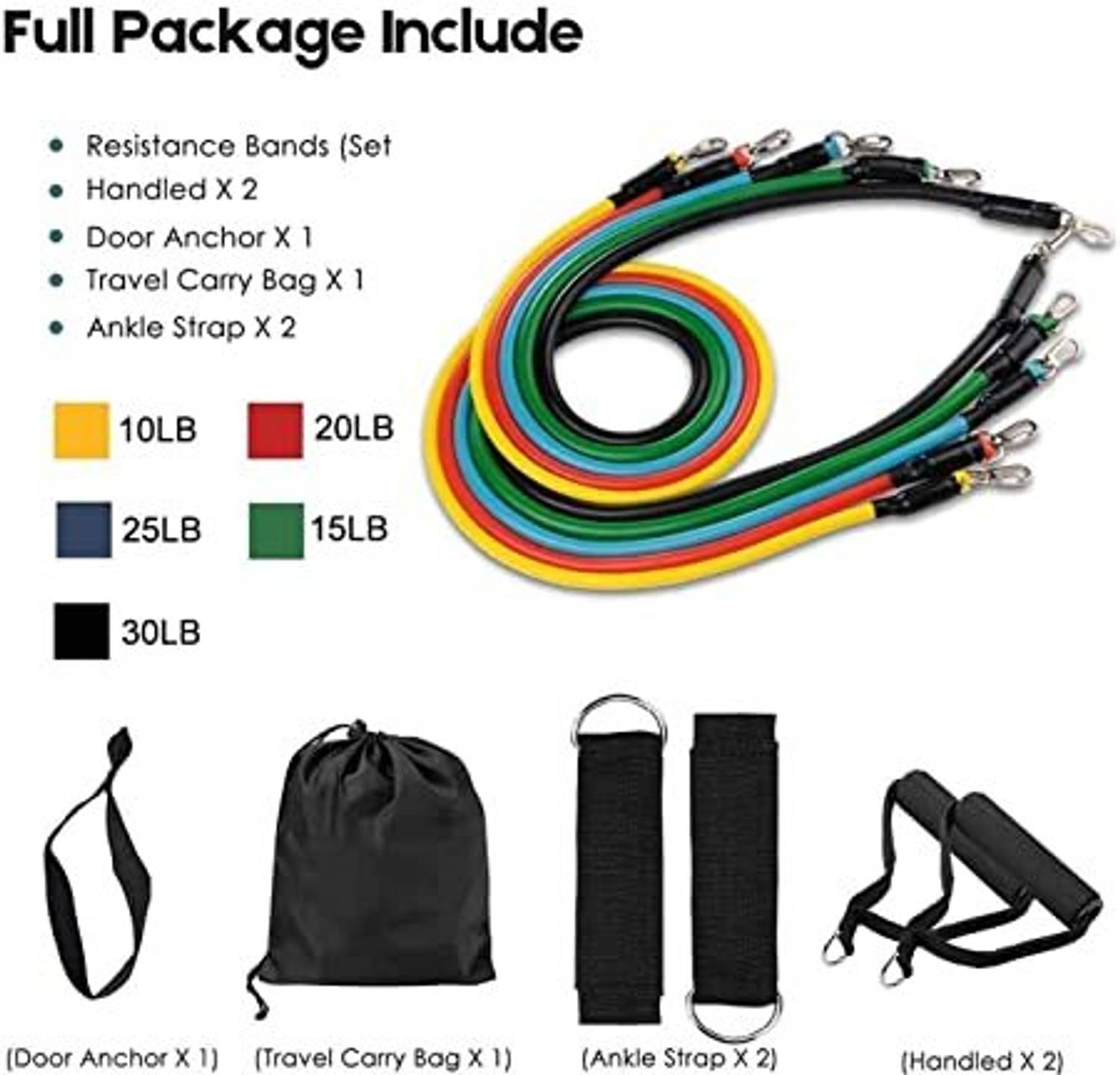 Ident 11 Piece Gym Power Resistance Band Set - Image 2