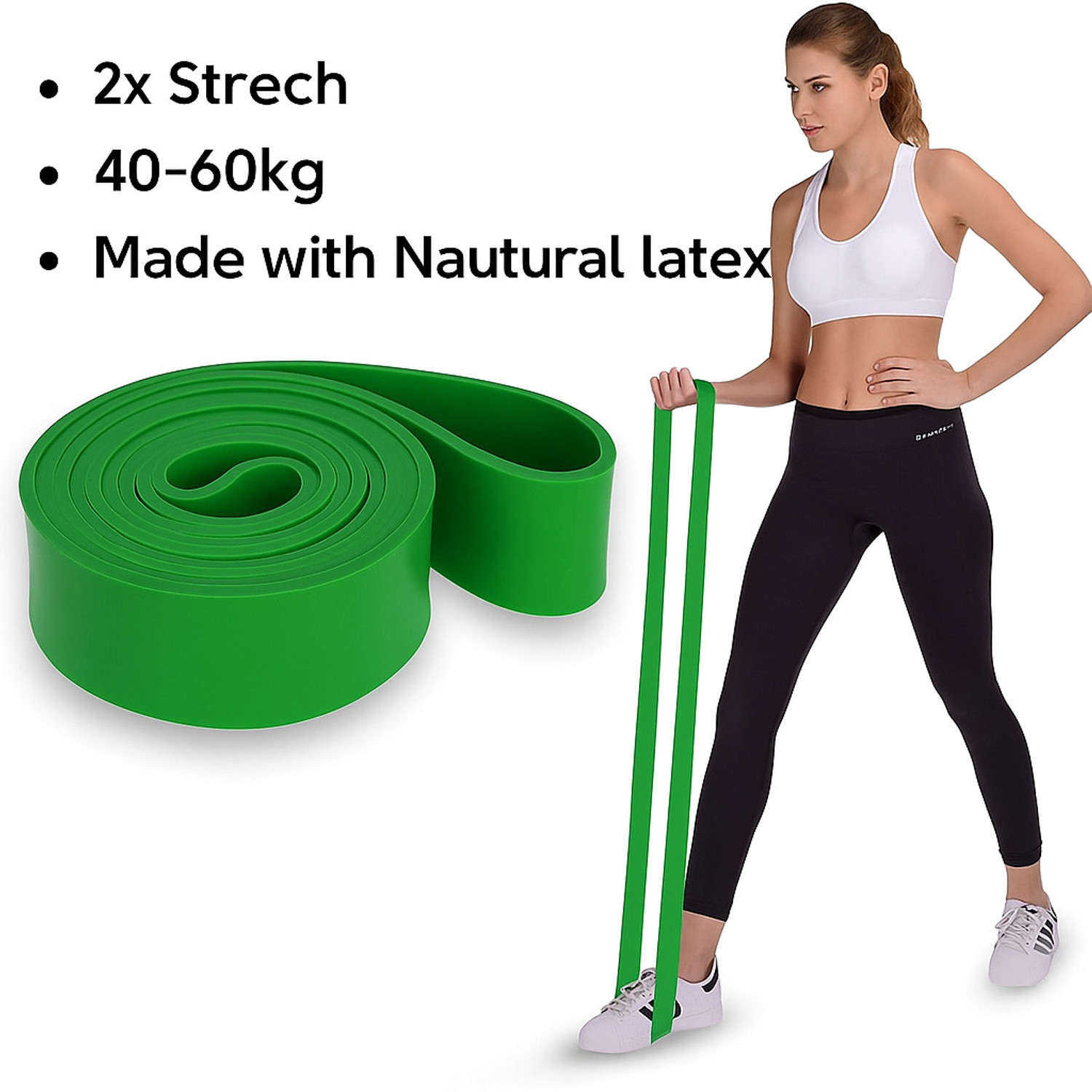 Image of AZWIAN Power Stretch Resistance Band - Green (40-60kg) Resistance Tube