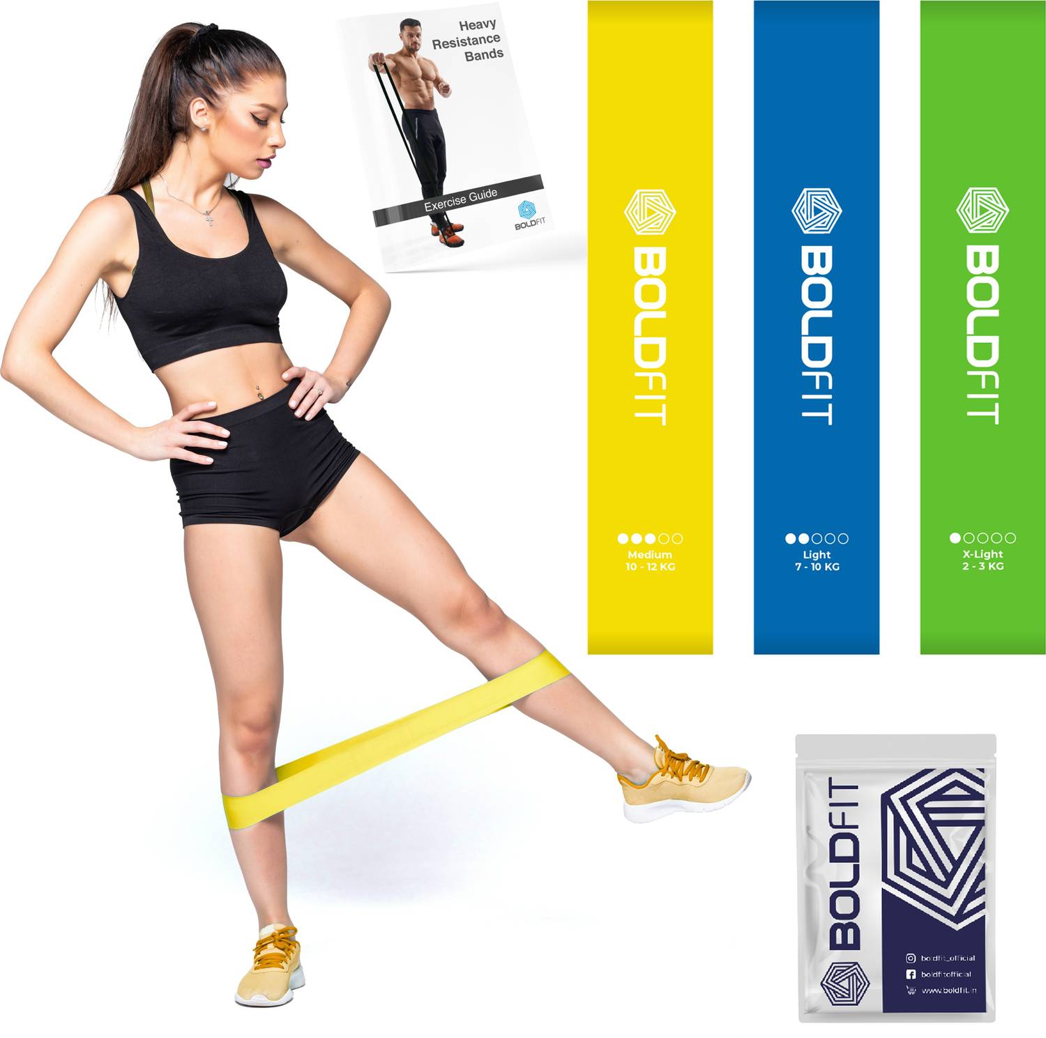 BOLDFIT Mini Loop Resistance Band Heavy Bands Workout Theraband Hip Thera Set Men Women Fitness Band