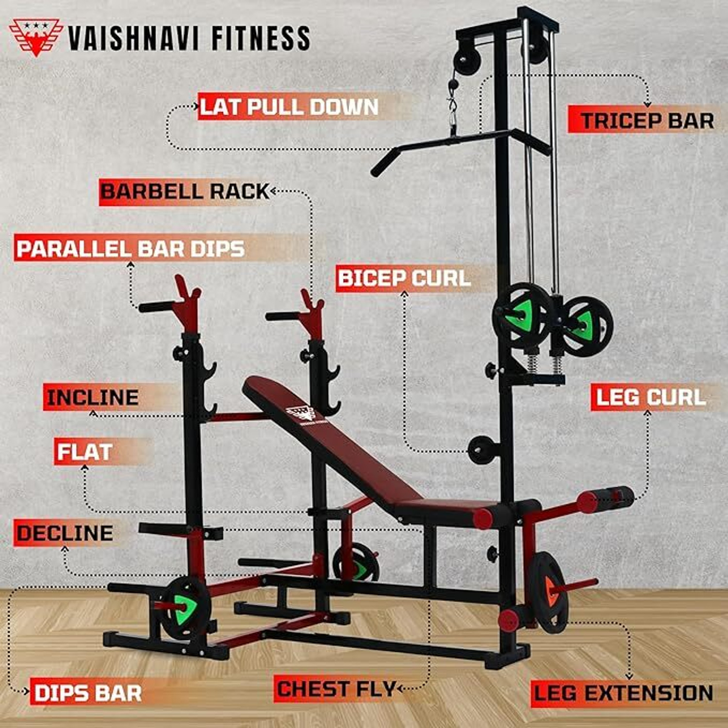 Image of VAISHNAVI FITNESS Vaishnavi Fitness 20 IN 1 PRO Multipurpose Fitness Bench