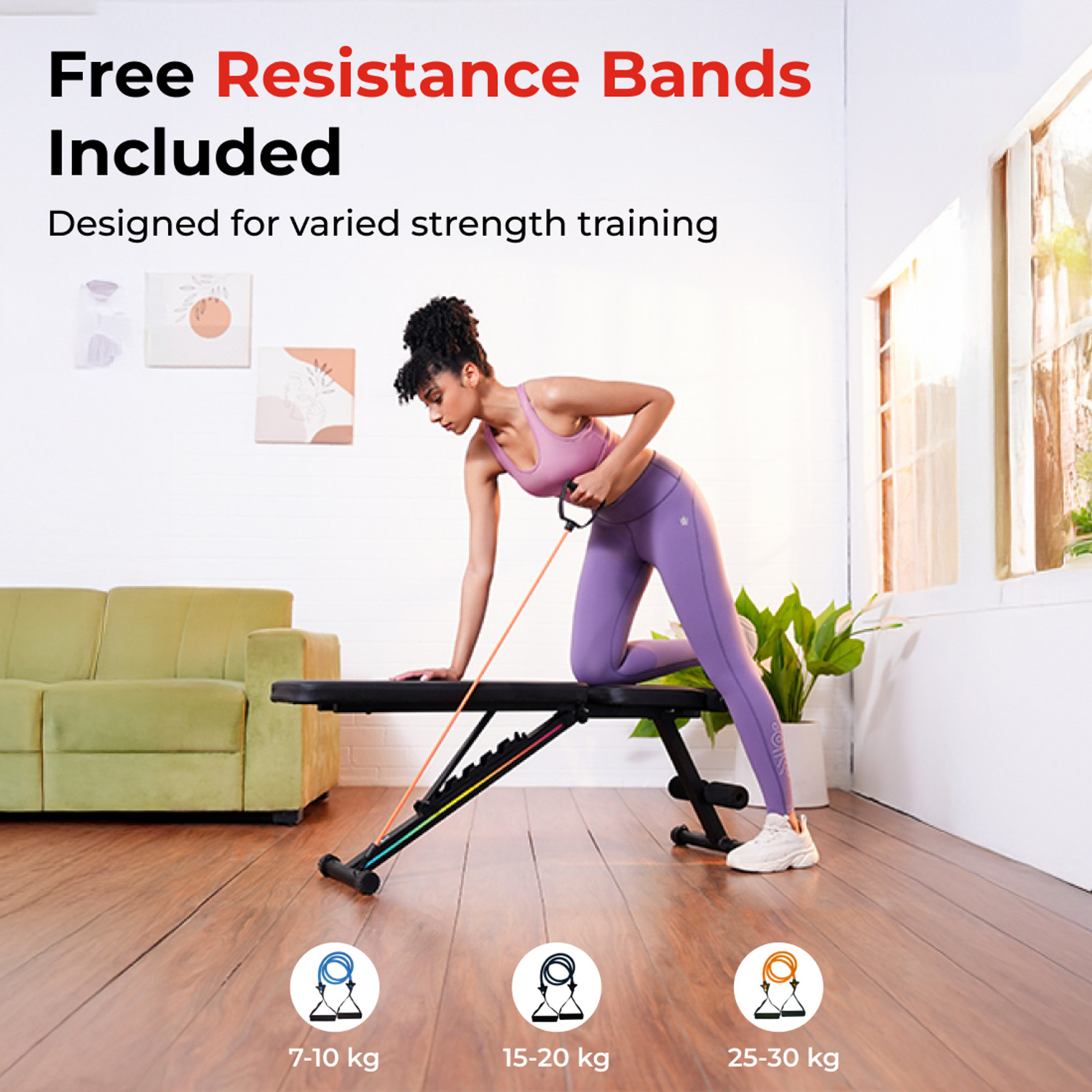 Image of Cult Strivo Foldable Adjustable Bench | 350Kg Max Weight | 8-Level Adjustable HomeUse Multipurpose Fitness Bench