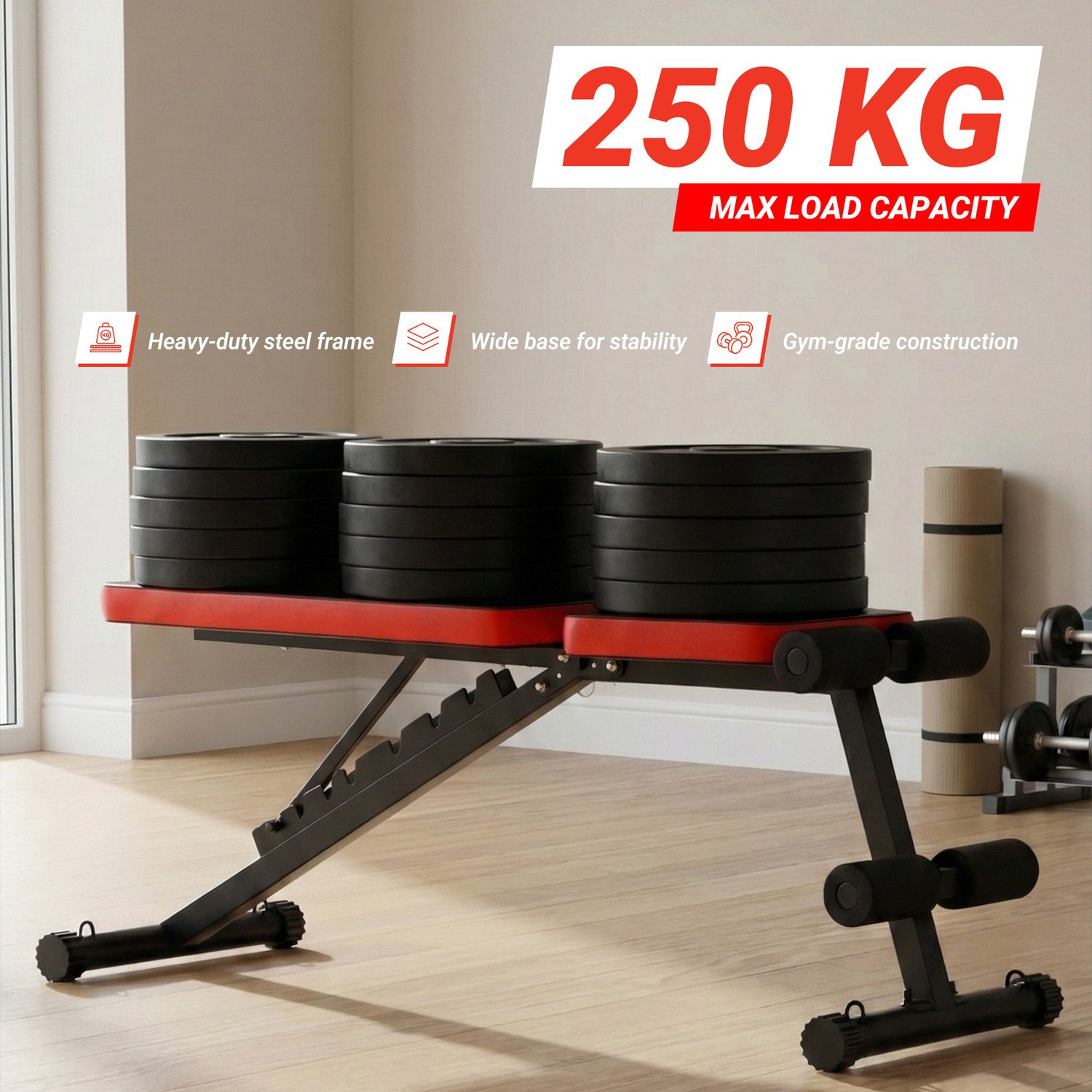 Image of Lifelong Adjustable And Foldable Gym Bench Incline,Decline & Flat Fitness Gym Bench Multipurpose Fitness Bench