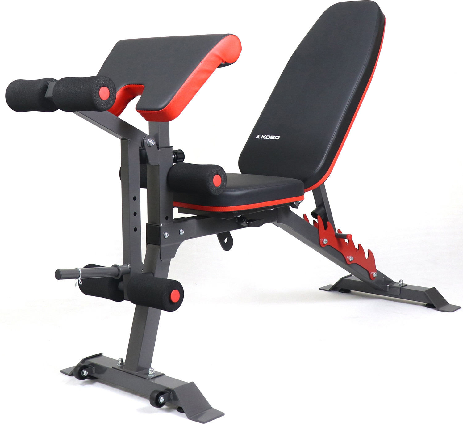 Image of KOBO Heavy Adjustable Dumbbell Bench Flat Incline Decline, Leg Curl, Leg Extension Multipurpose Fitness Bench