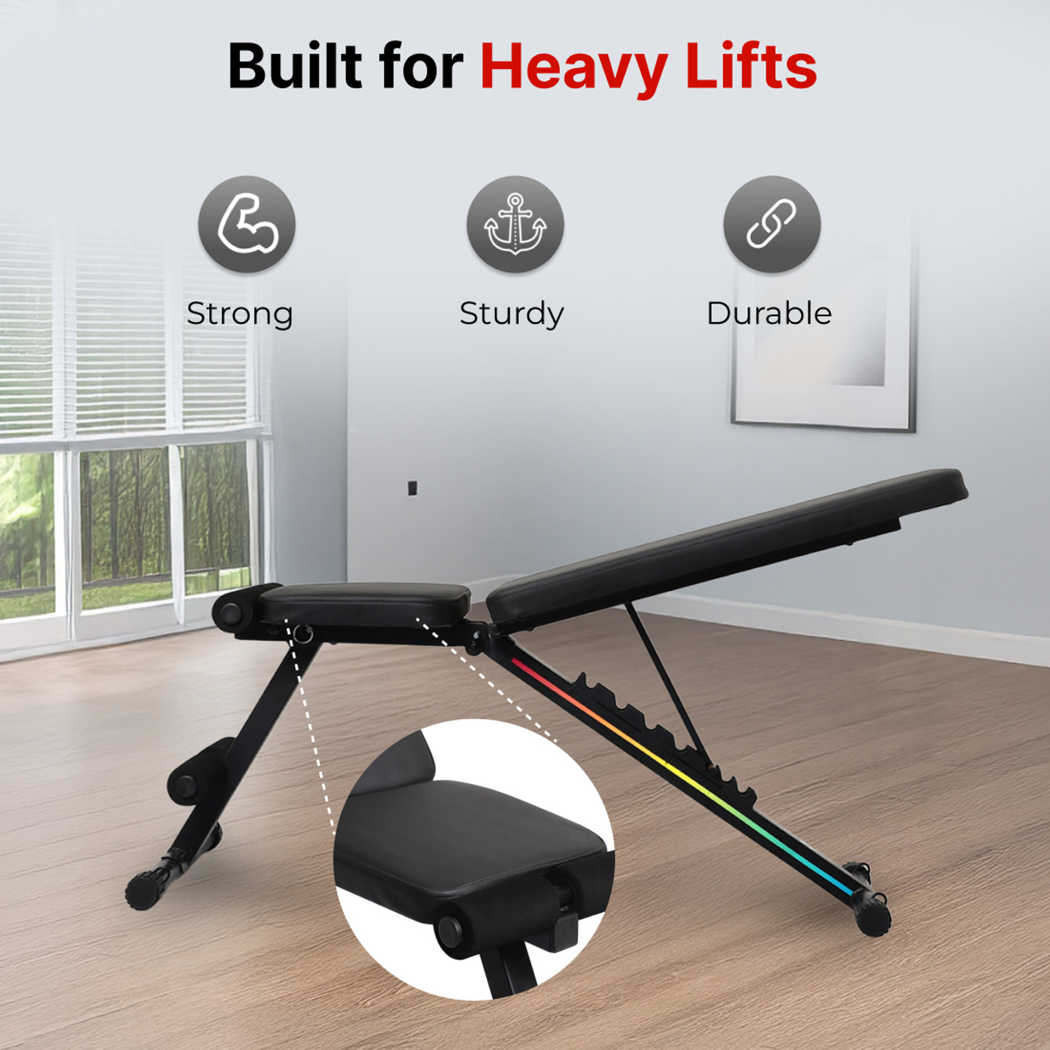 Image of Cult Strivo Foldable Adjustable Bench | 350Kg Max Weight | 8-Level Adjustable HomeUse Multipurpose Fitness Bench