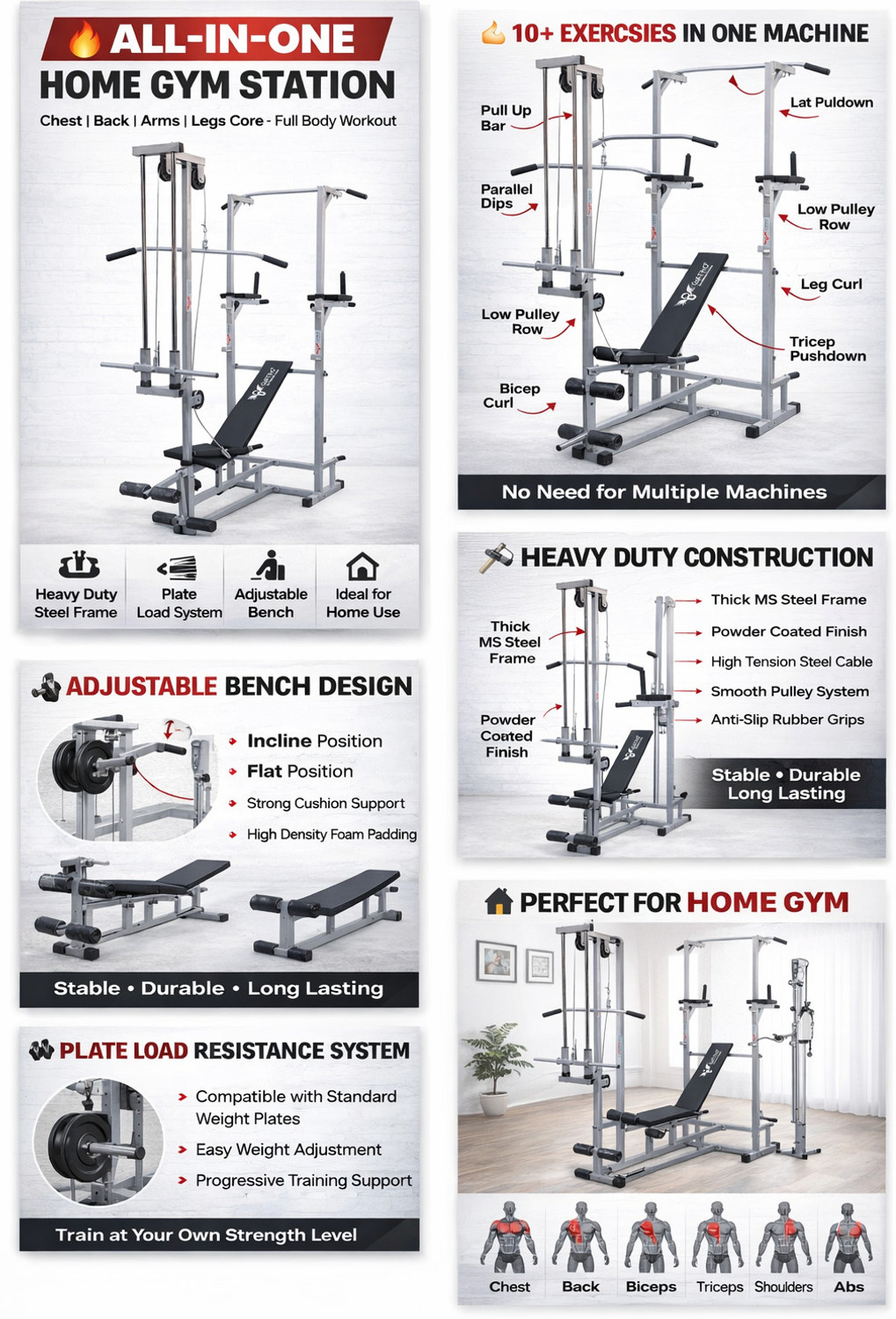 Image of GoFiTPrO ABS Tower 20 /1 Double Support Multipurpose Fitness Bench