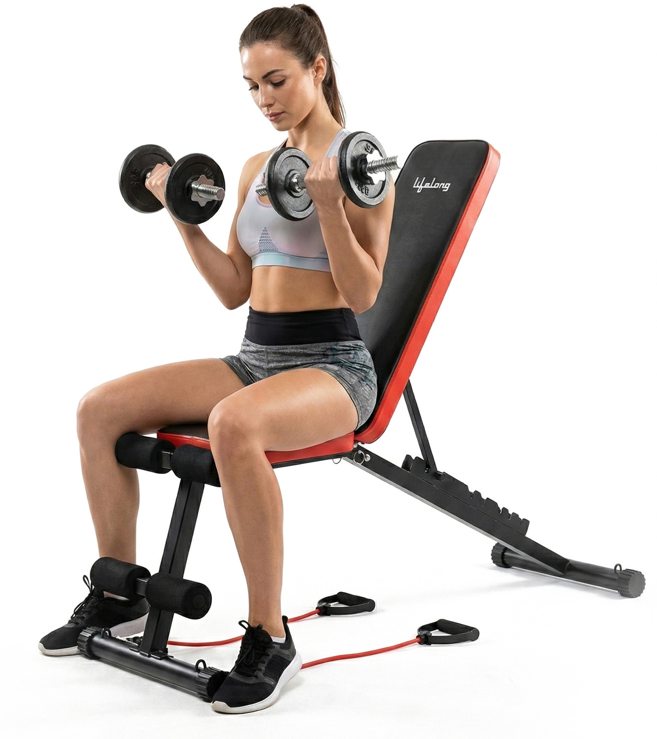 Image of Lifelong Adjustable And Foldable Gym Bench Incline,Decline & Flat Fitness Gym Bench Multipurpose Fitness Bench