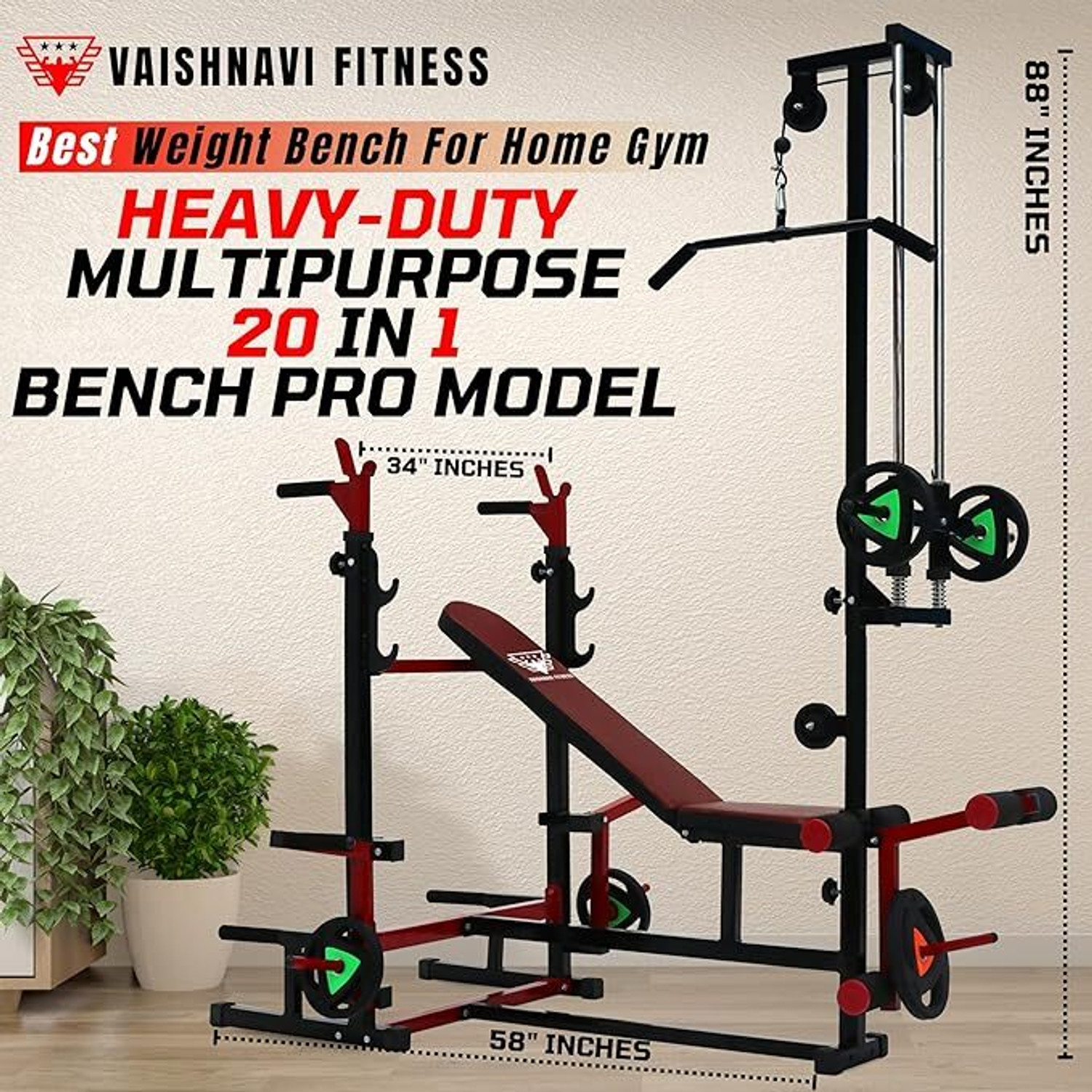 Image of VAISHNAVI FITNESS Vaishnavi Fitness 20 IN 1 PRO Multipurpose Fitness Bench