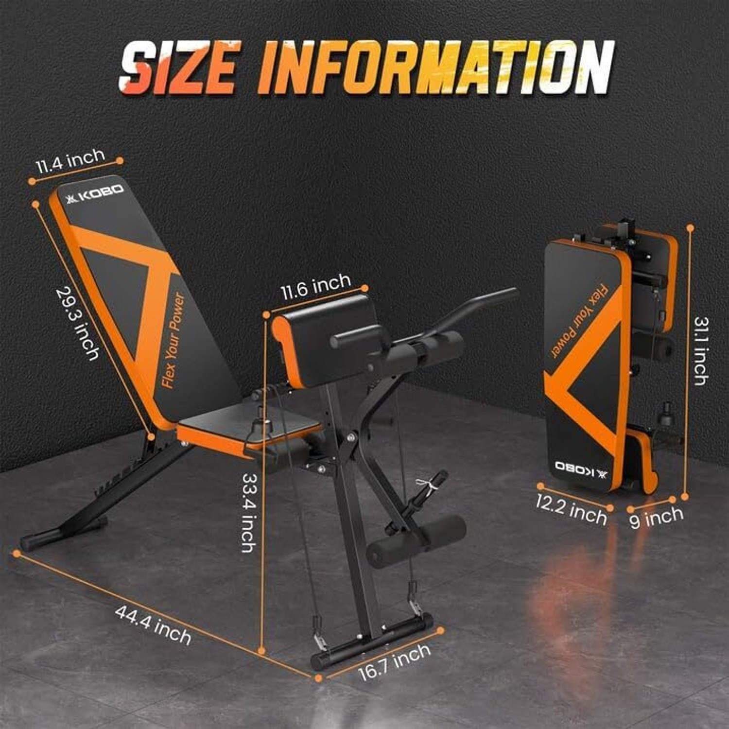 Image of KOBO Adjustable Weight Bench with Leg Extension & Curl Pad |Gym Bench Multipurpose Fitness Bench