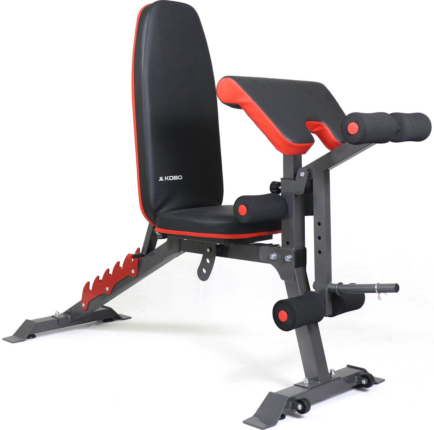 Image of KOBO Heavy Adjustable Dumbbell Bench Flat Incline Decline, Leg Curl, Leg Extension Multipurpose Fitness Bench
