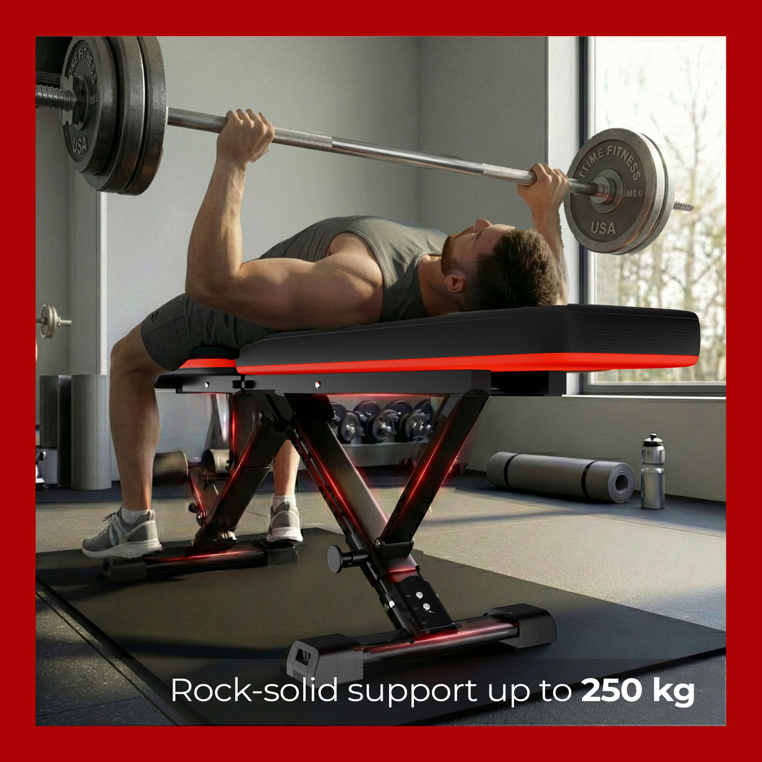 Image of Lifelong Strong Adjustable Foldable Gym Bench 3-in-1 Incline, Decline & Flat Weight Bench Multipurpose Fitness Bench