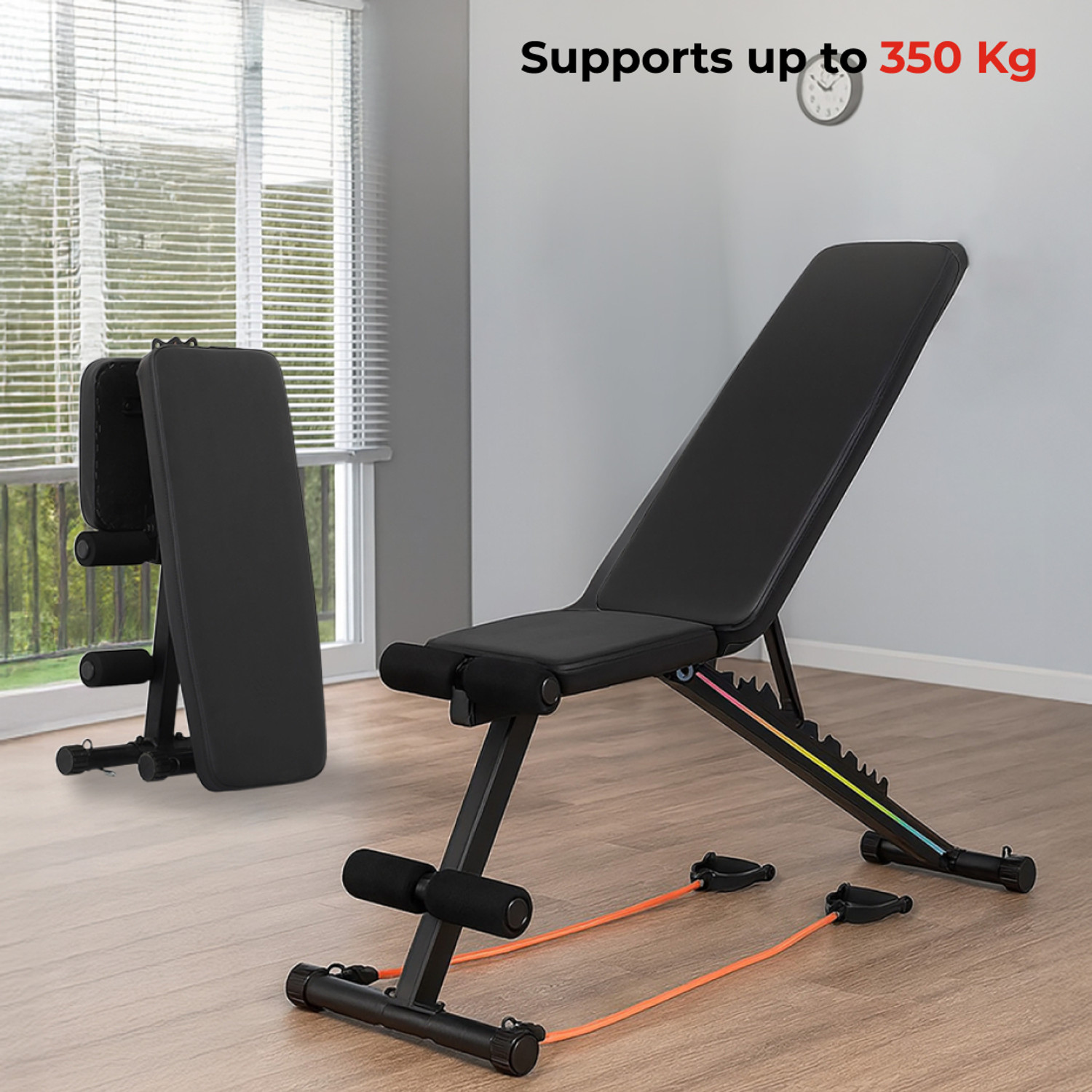 Image of Cult Strivo Foldable Adjustable Bench | 350Kg Max Weight | 8-Level Adjustable HomeUse Multipurpose Fitness Bench