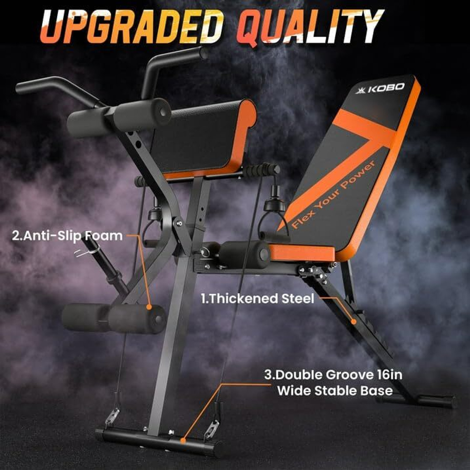 Image of KOBO Adjustable Weight Bench with Leg Extension & Curl Pad |Gym Bench Multipurpose Fitness Bench