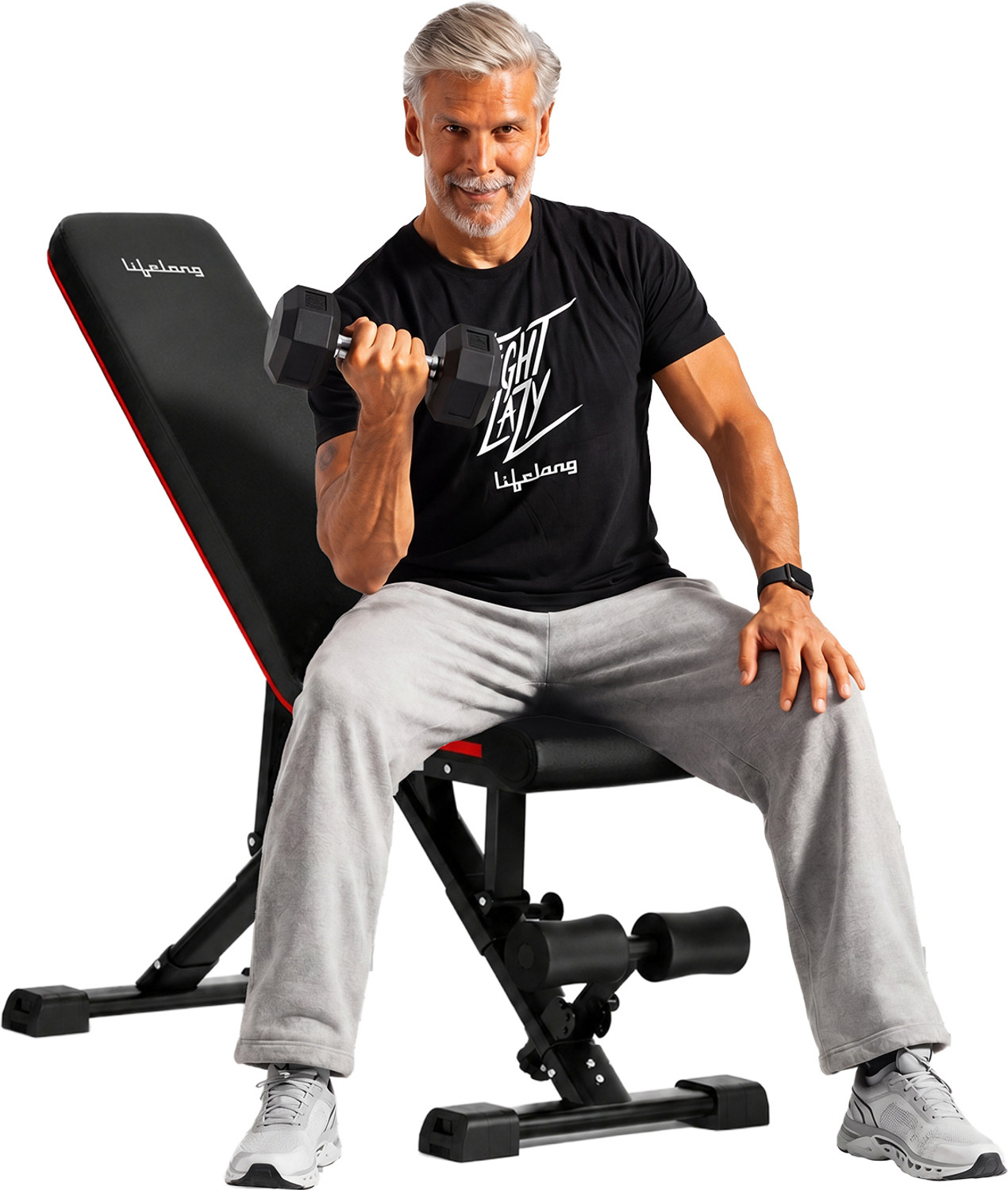 Image of Lifelong Strong Adjustable Foldable Gym Bench 3-in-1 Incline, Decline & Flat Weight Bench Multipurpose Fitness Bench