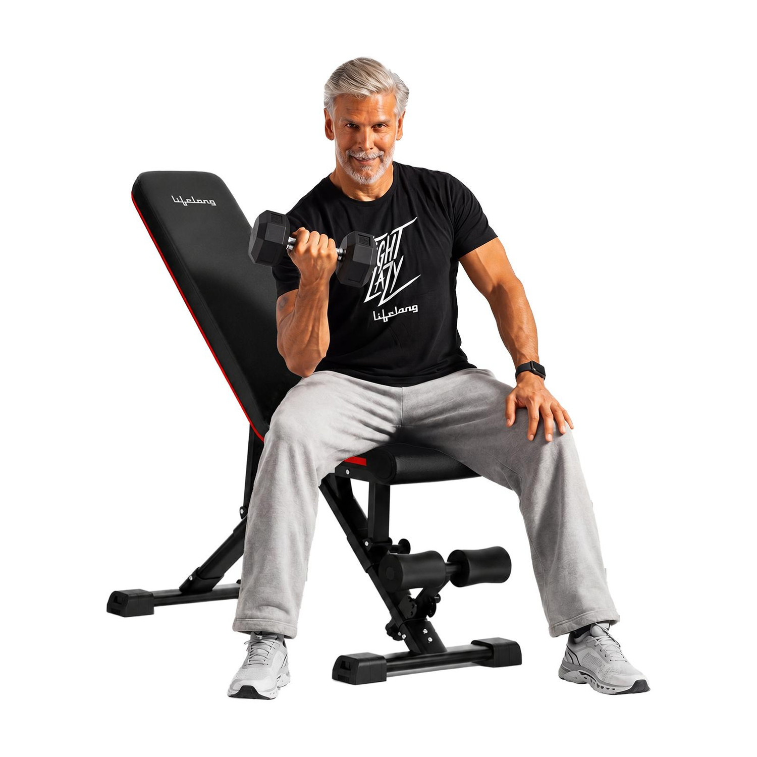 Image of Lifelong Strong Adjustable Foldable Gym Bench 3-in-1 Incline, Decline & Flat Weight Bench Multipurpose Fitness Bench
