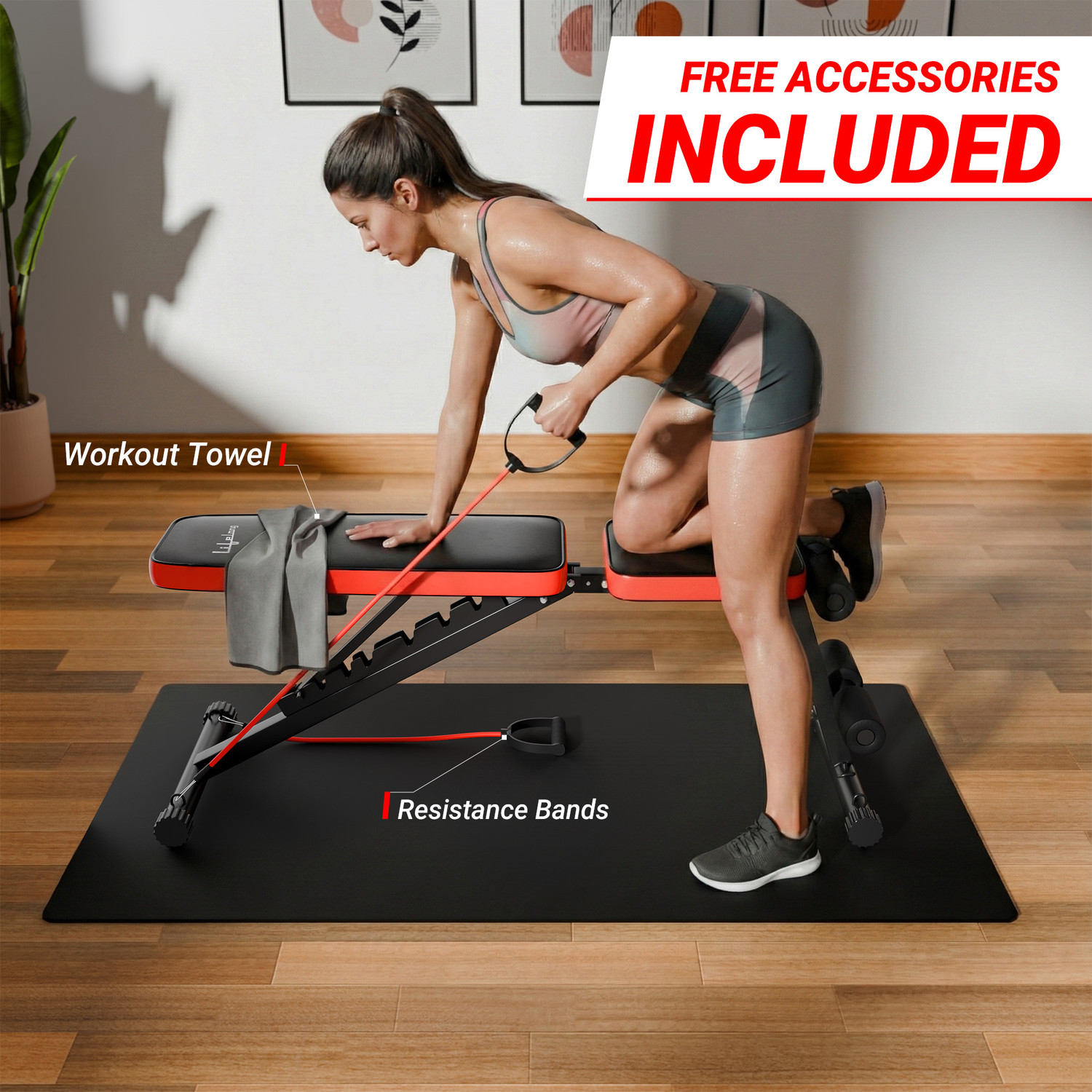 Image of Lifelong Adjustable And Foldable Gym Bench Incline,Decline & Flat Fitness Gym Bench Multipurpose Fitness Bench
