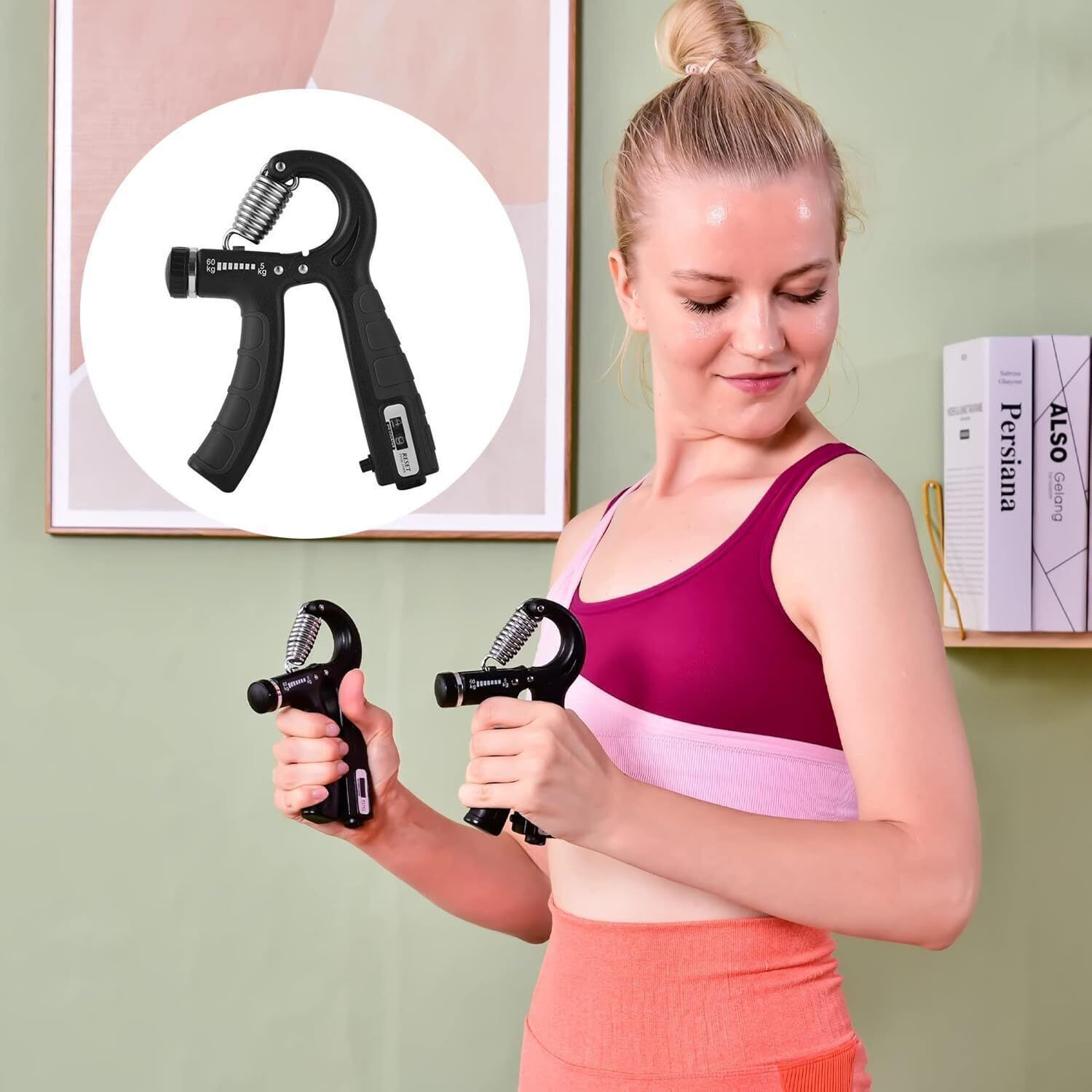 Image of Athlian Adjustable Hand Gripper with Counter, 5-60kg Hand Strengthener for Men & Women Hand Grip /Fitness Grip