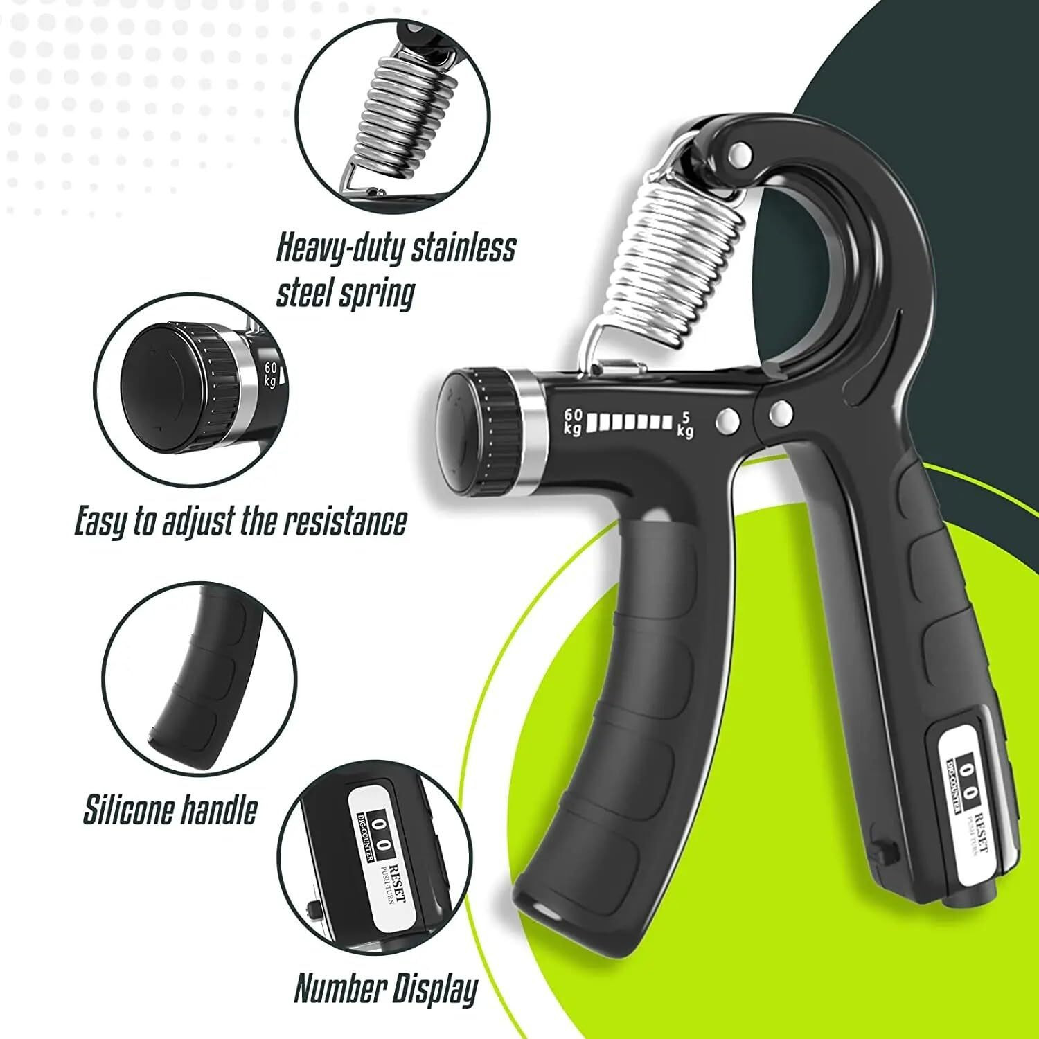 Image of FITNESSMIX Adjustable Counter Hand & Finger Grip For Improving Strength & Flexibility-Combo Hand Grip /Fitness Grip