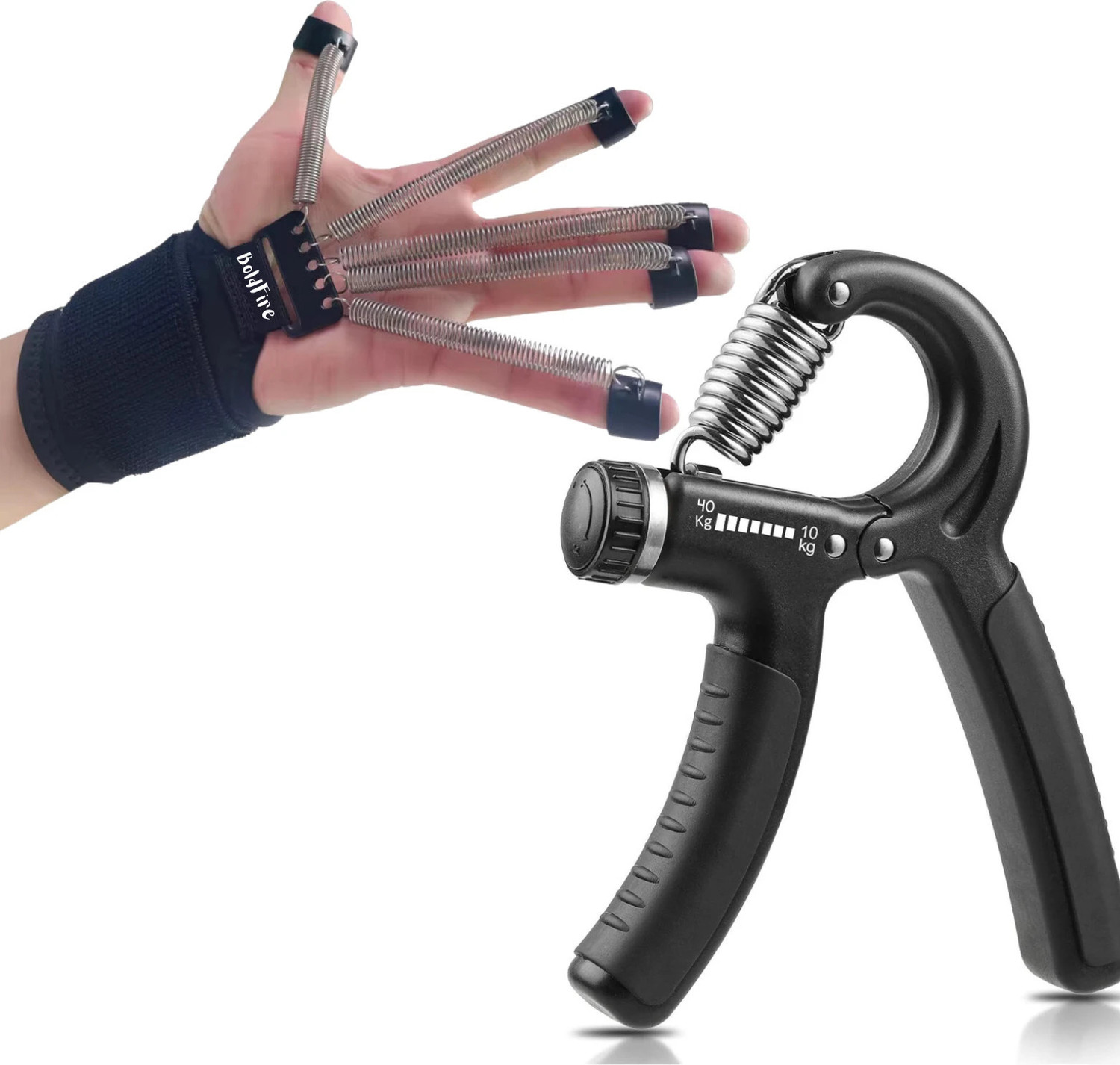 Image of MegaValue Combo Metal Spring Finger Exerciser With Adjustable Hand Gripper Hand Grip /Fitness Grip