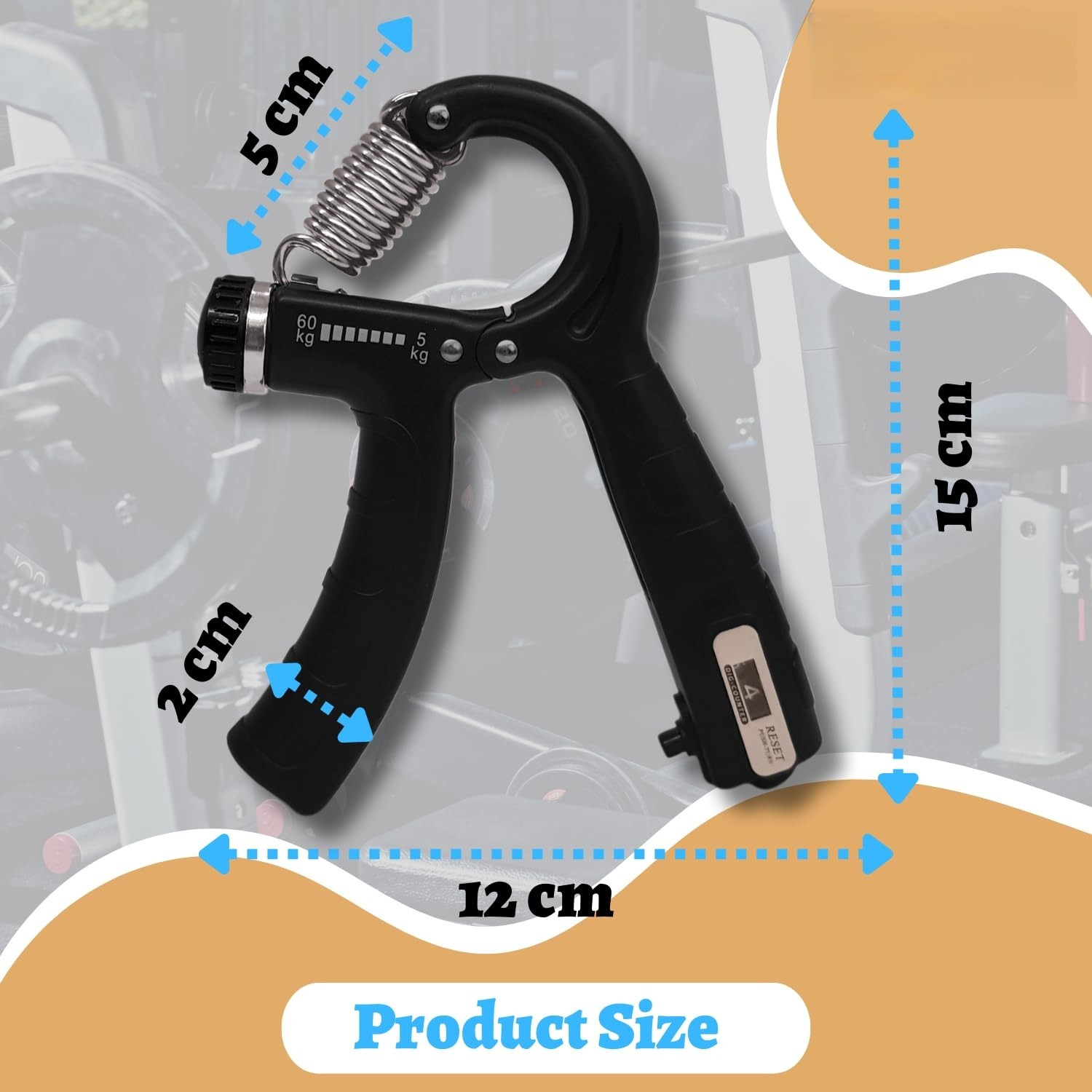 Image of Fitnesstricks 5KG To 60KG Weight Adjustable Professional Counter Hand Gripper for Men & Women Hand Grip /Fitness Grip