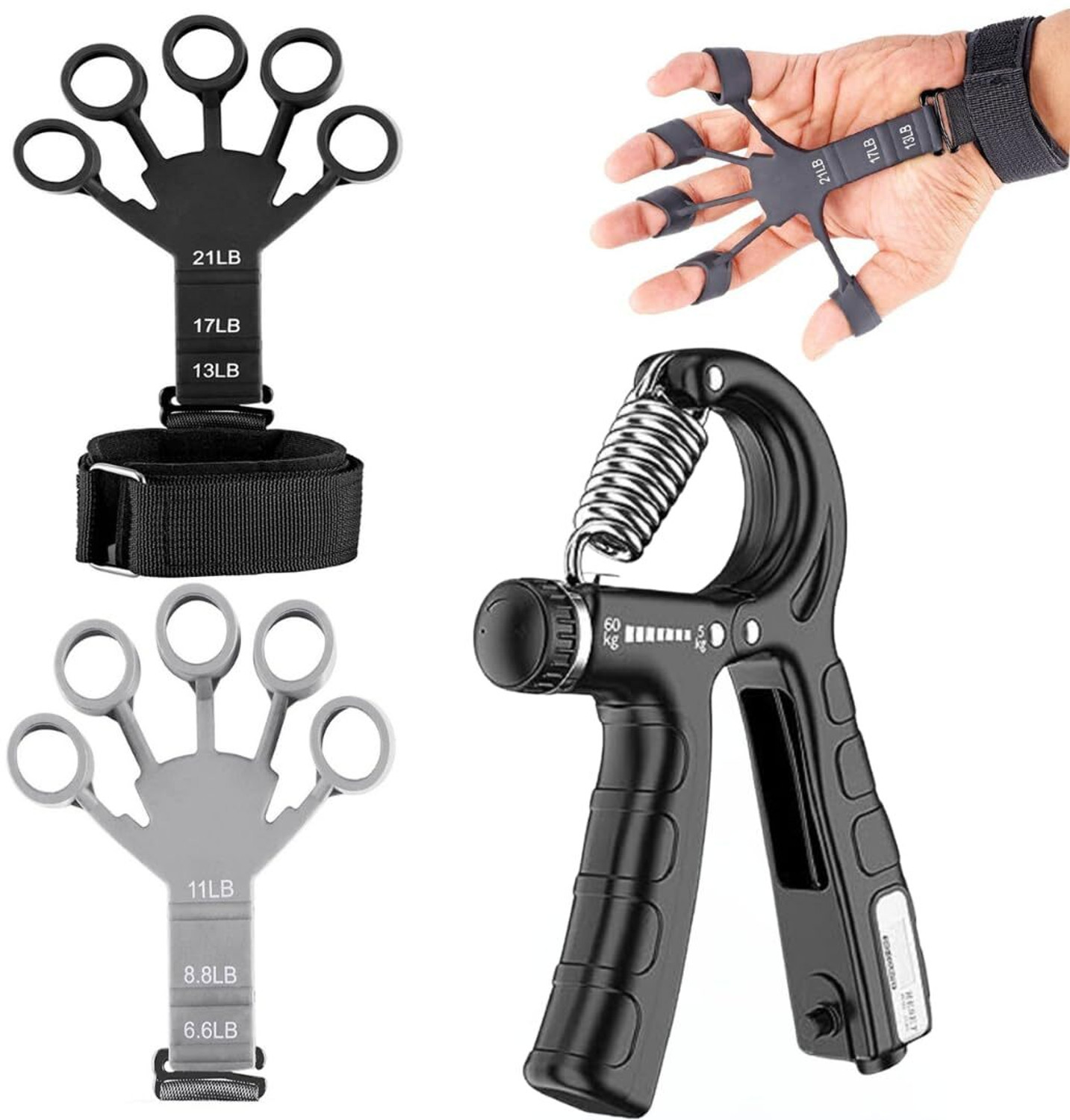Image of FITNESSMIX Adjustable Counter Hand & Finger Grip For Improving Strength & Flexibility-Combo Hand Grip /Fitness Grip