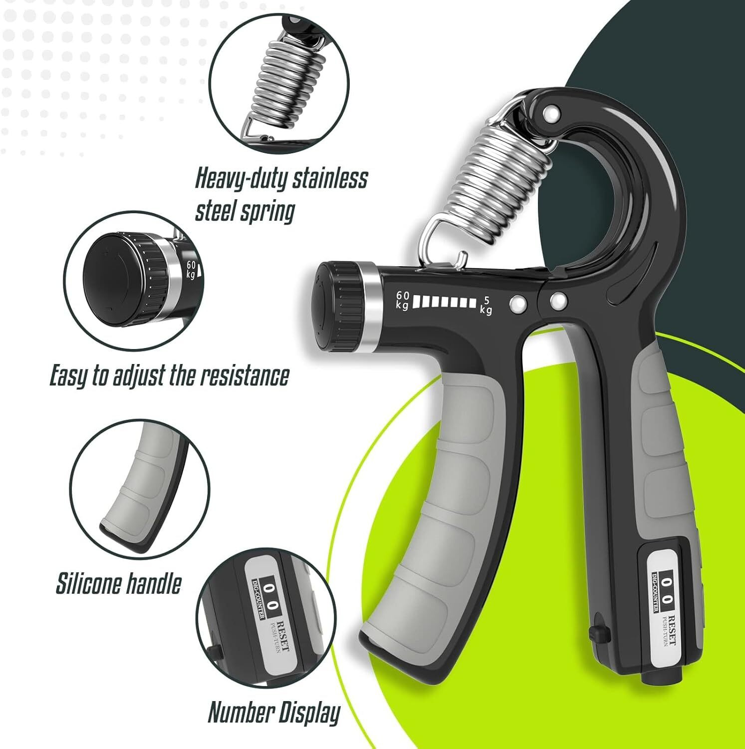 Image of Pheonix Hand Grip Strengthener 2 Pack, Finger Forearm Exerciser with Counter Hand Grip /Fitness Grip