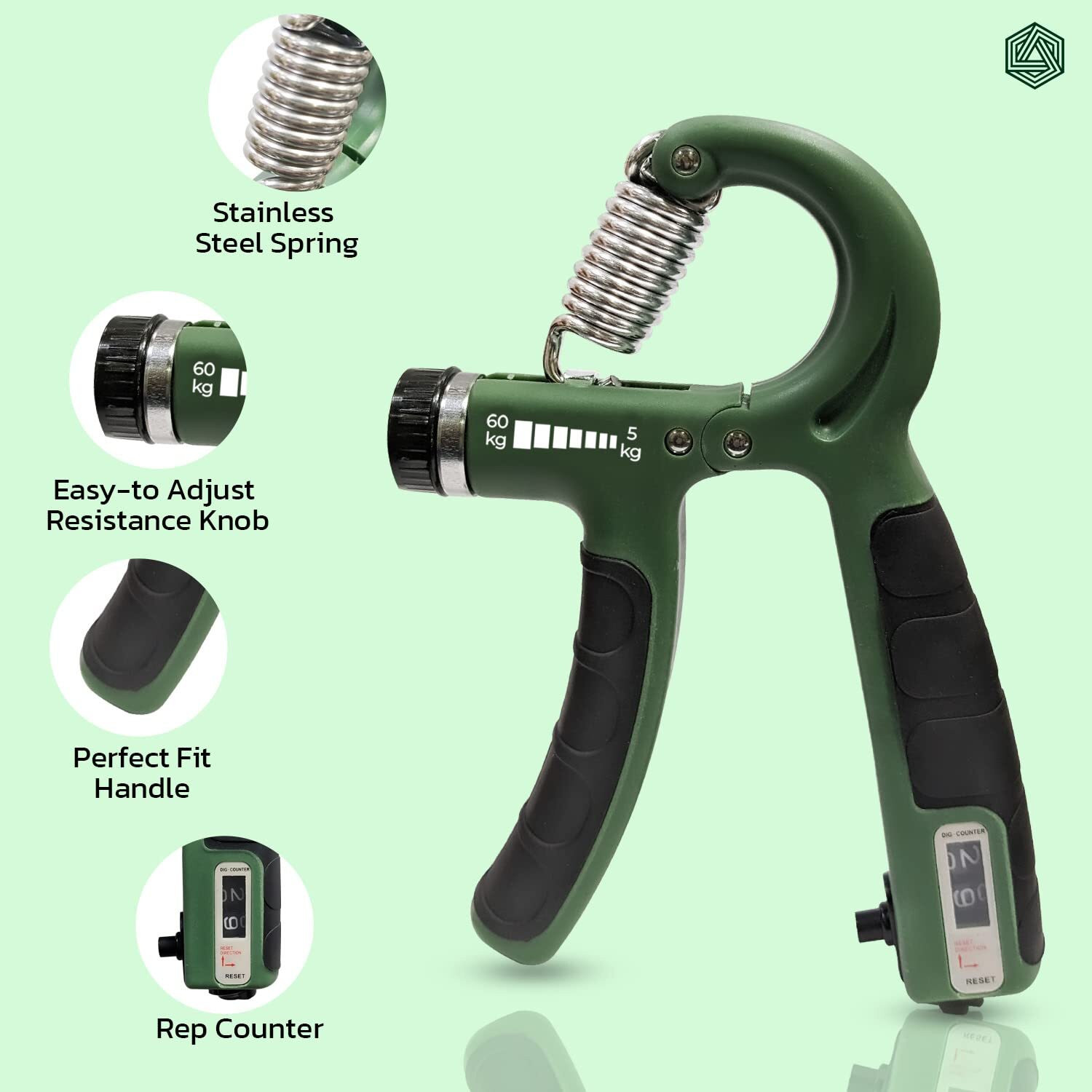 Image of Avianna Hand Strengthener with Counter, Adjustable Resistance from 5-60KG Hand Grip /Fitness Grip