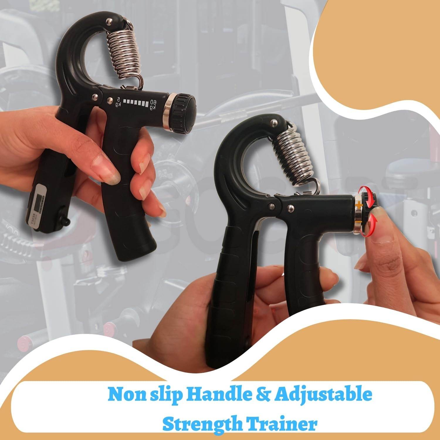 Image of Fitnesstricks 5KG To 60KG Weight Adjustable Professional Counter Hand Gripper for Men & Women Hand Grip /Fitness Grip