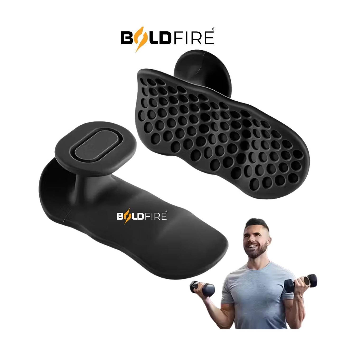 BoldFire 1 Pair Silicone Anti-Slip Grip Ergonomic Design for Dumbbells & Weightlifting Hand Grip/Fitness Grip